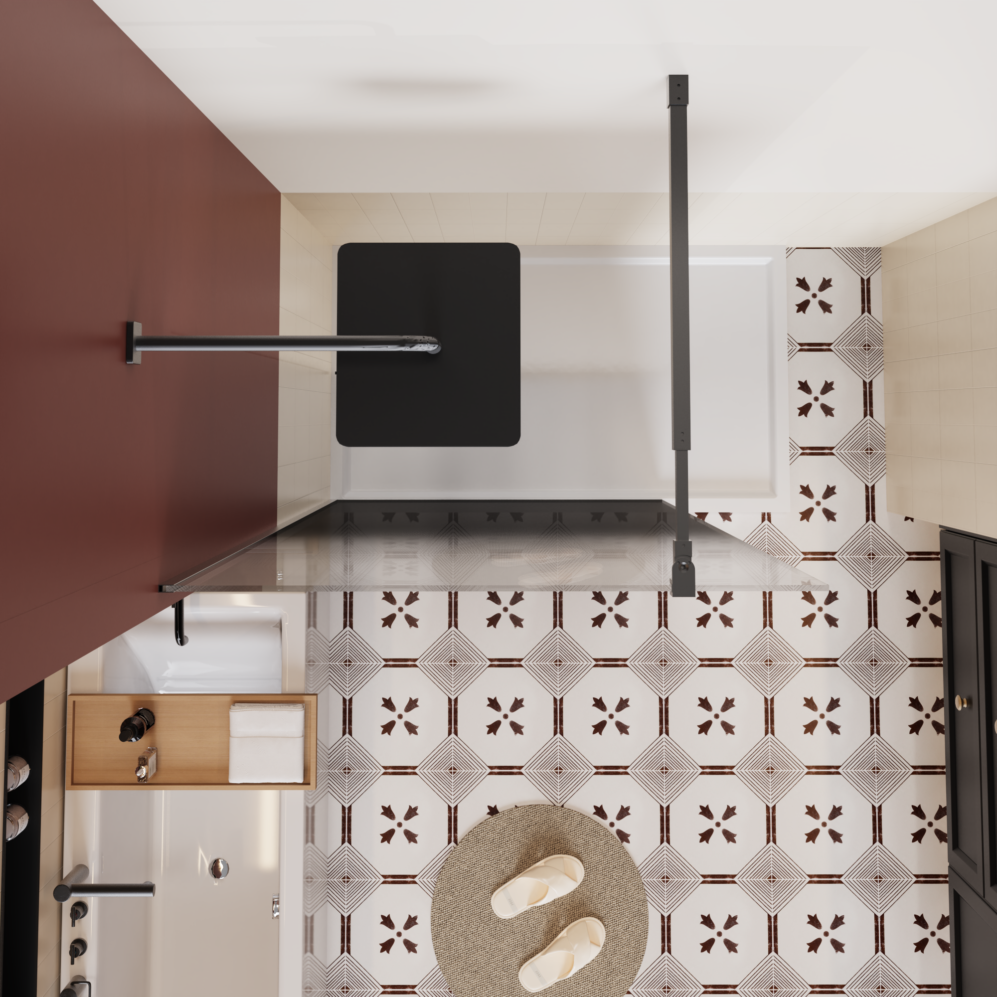 34 x 72 in Gradient Fixed Shower Panel - 34 x 72 in / Matte Black view 4