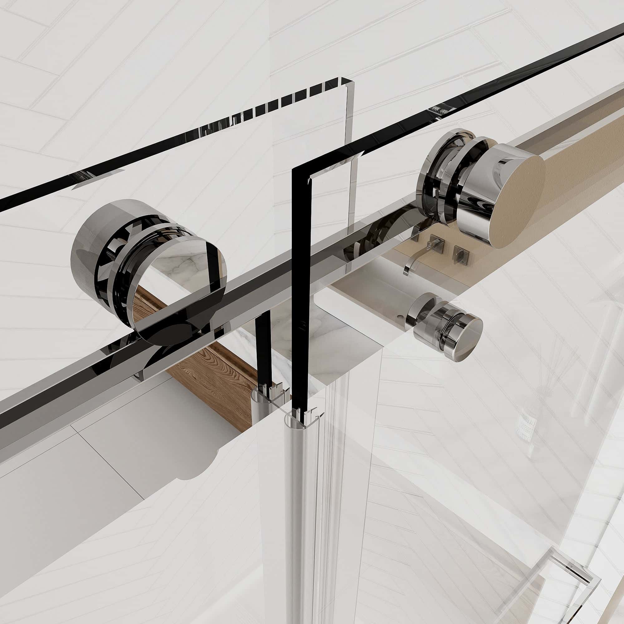 56-60"W × 76"H Double Sliding Frameless Shower Door With 3/8 inches (10mm) Clear Tempered Glass, Chrome Finish