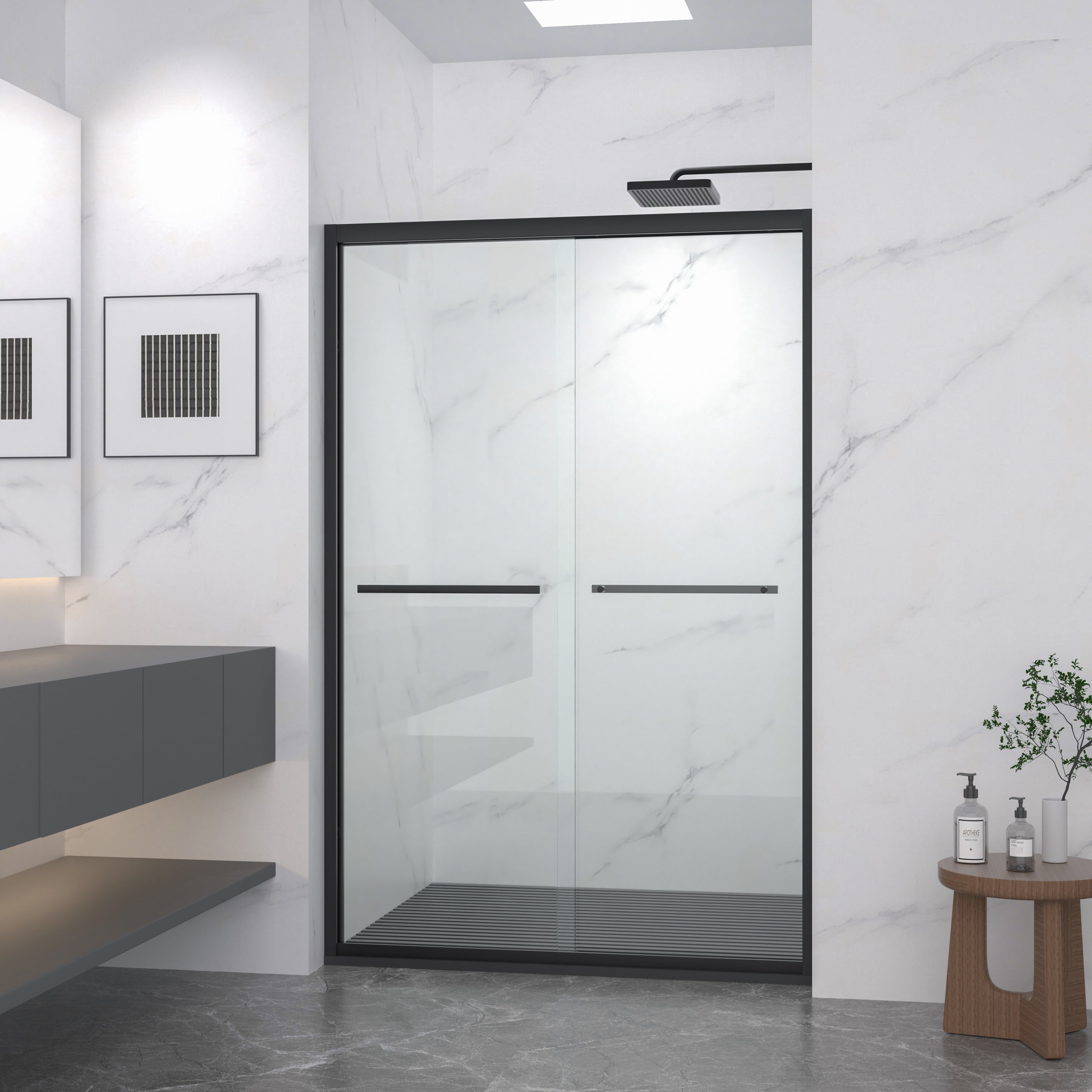 44-48 x 72 in Matte Black Bypass Shower Door - 44-48 x 72 in / Matte Black view 4