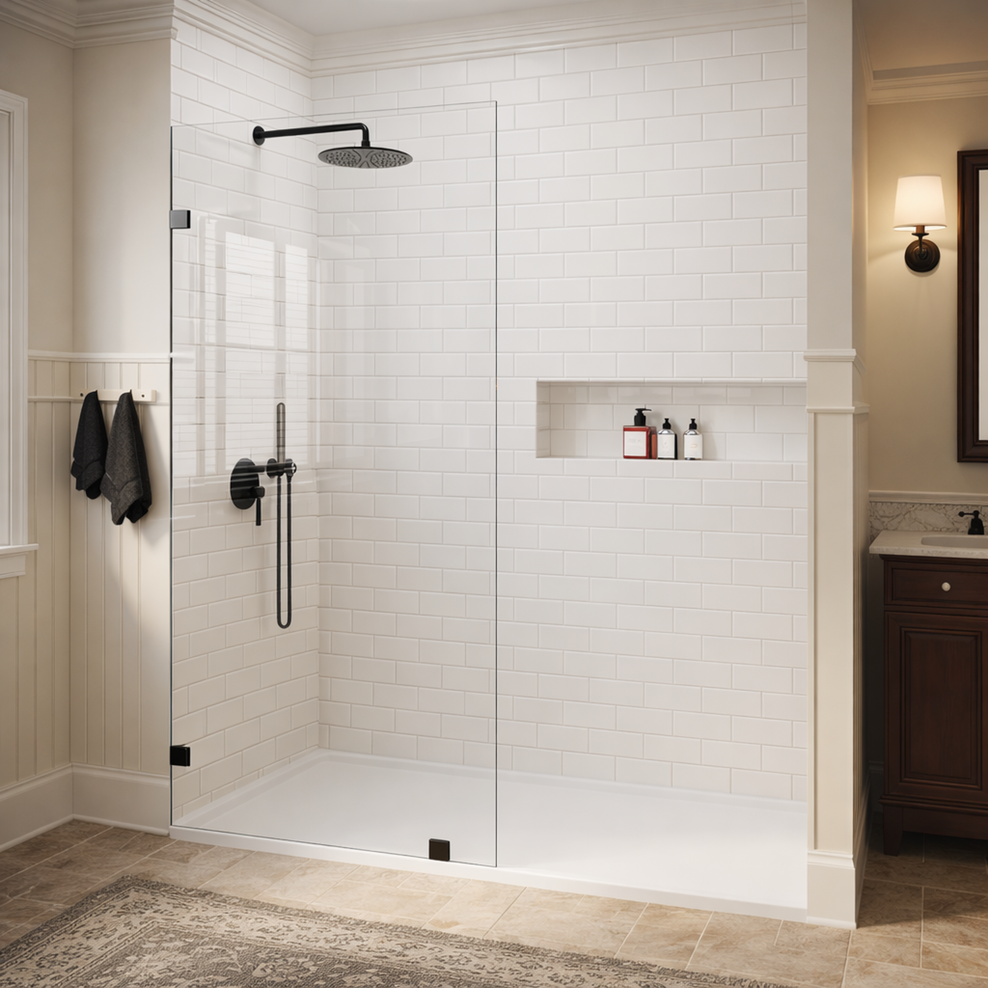 30-32 x 72 in Frameless Fixed Shower Panel - 32 x 72 in / Black view 1