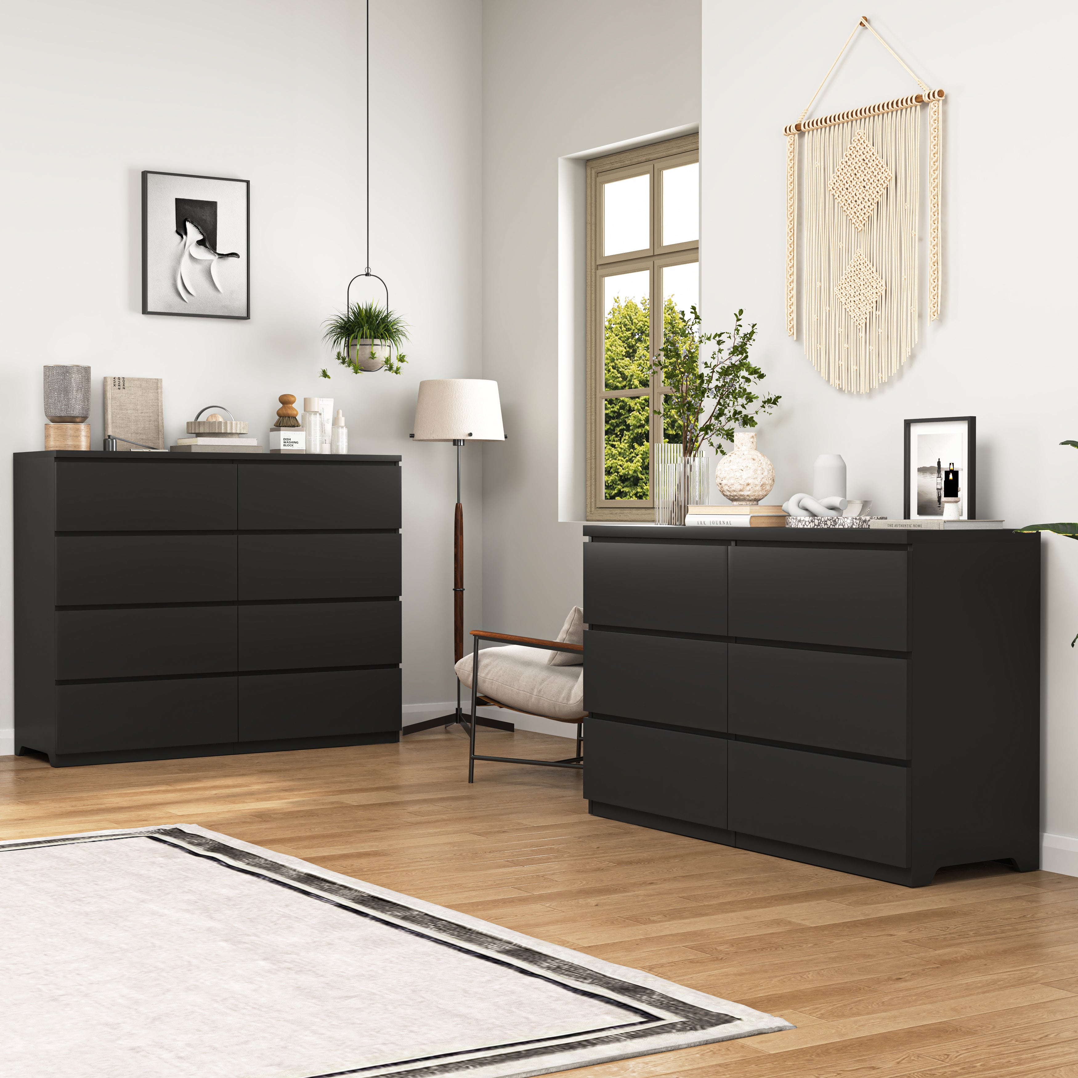 6-drawer wood chest clothes organizer, side profile view
