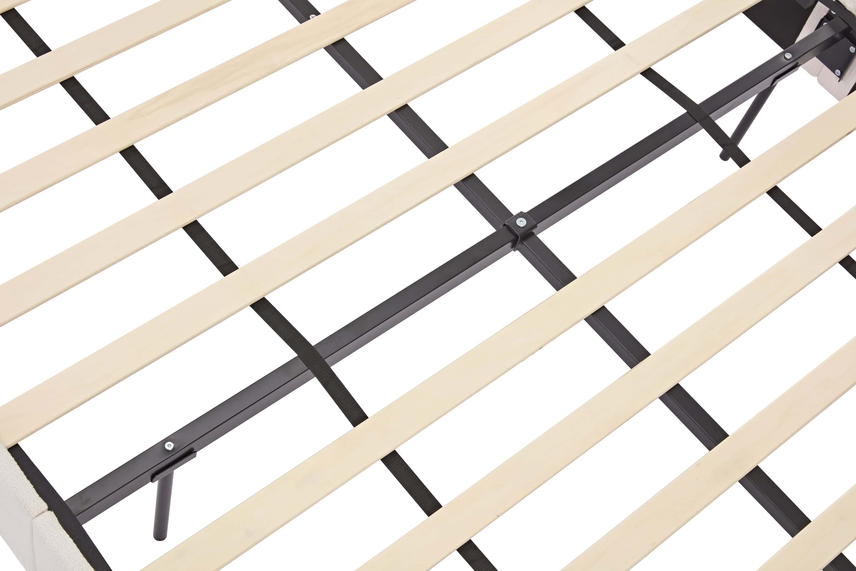 Harper Tall Headboard Upholstered Bed / 54" High Headboard / Elegant Simplicity / No Box Spring Needed / Easy Assembly / Queen / Cream White Chenille