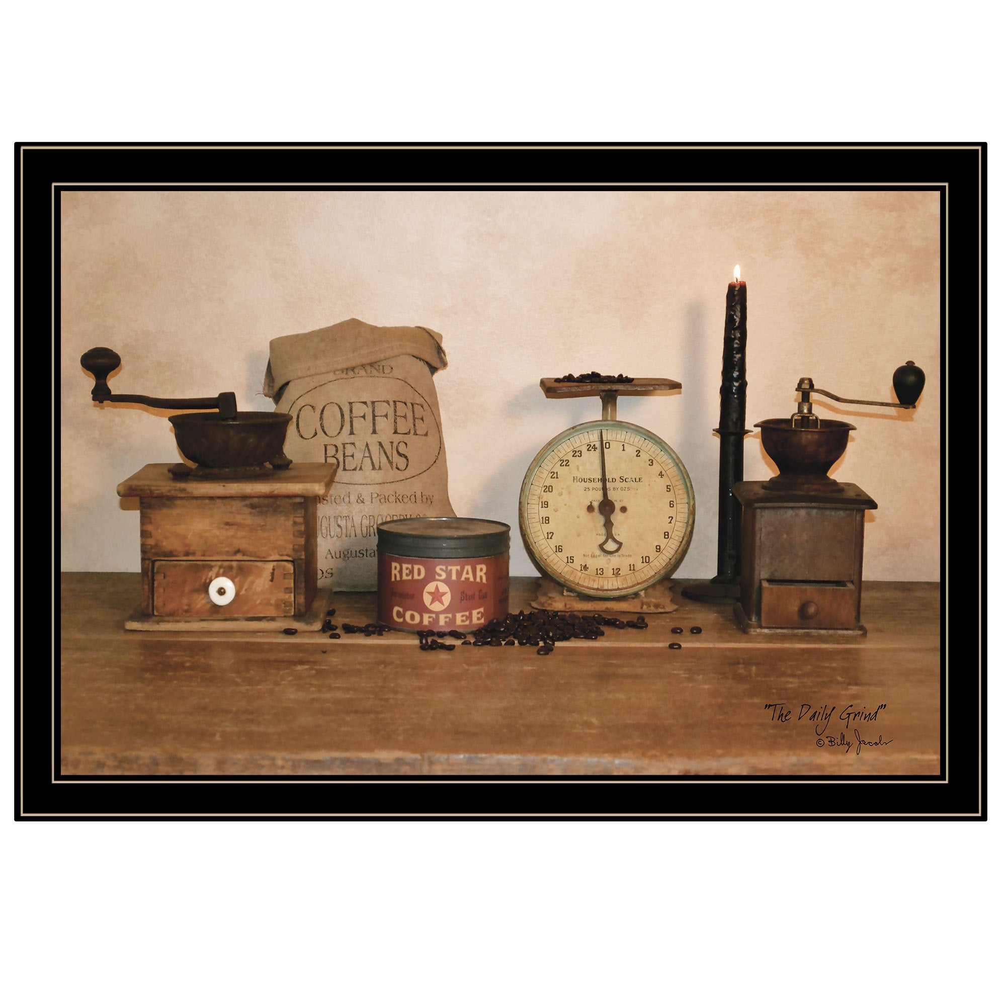 "The Daily Grind" by Billy Jacobs, Ready to Hang Framed Print, Black Frame