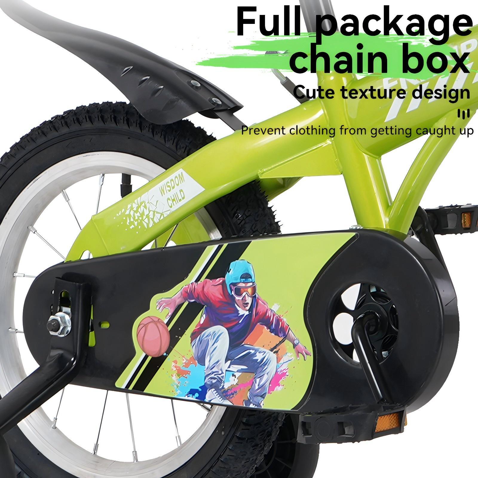 FKZNPJ 18 inch sporty kids bike with training wheels and stand Adjustable saddle Suitable for boys and girls aged 5-10 years tall Height 39-49 inches Available in a variety of colors