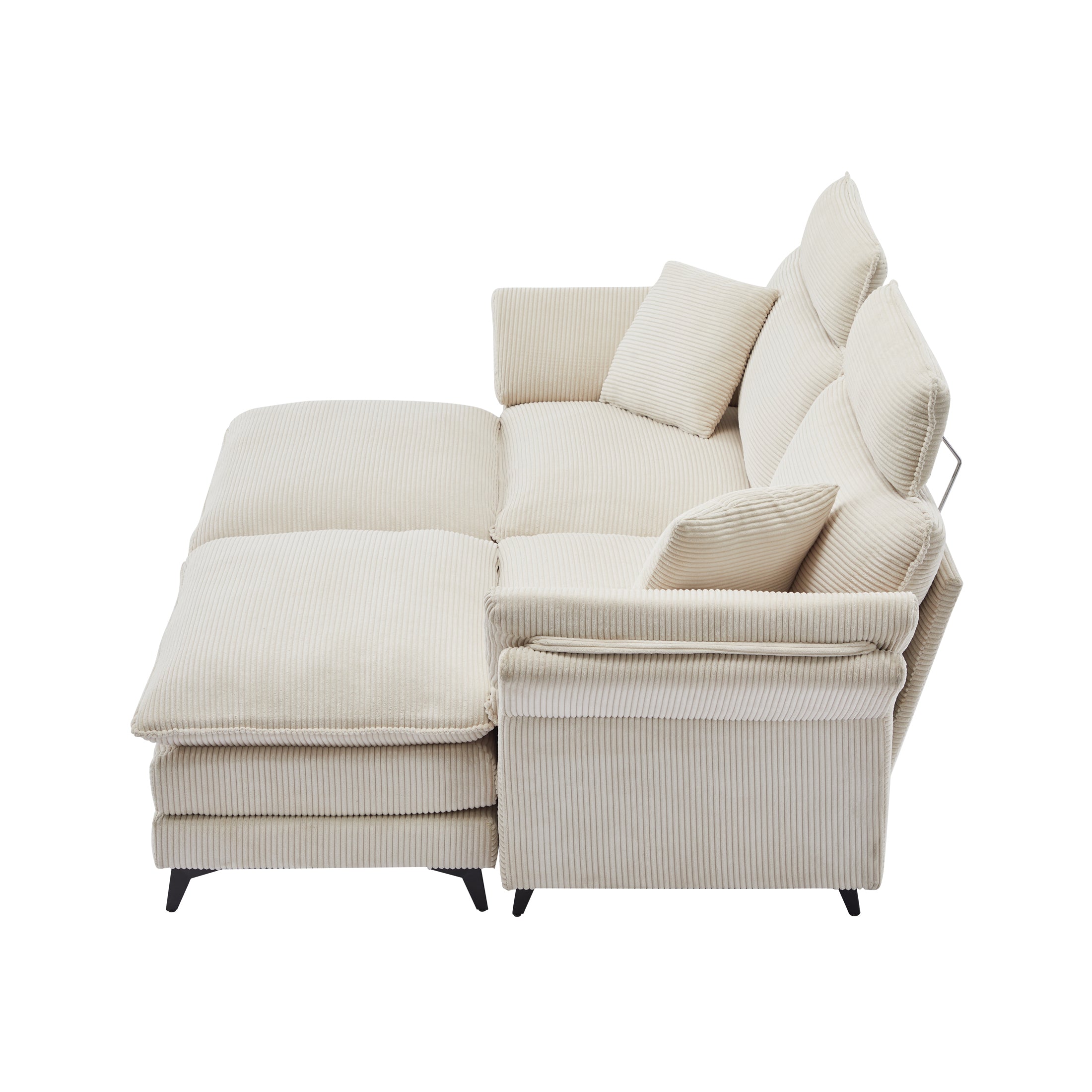 Deep Seat Sectional Sofa, Comfortable Cloud Sofa with Ottomans, loveseat or 4-seater Sofa, 85.8''Modern Corduroy Upholstered Sectional Sofa for Living Room, Apartment, Studio, Office (Beige).