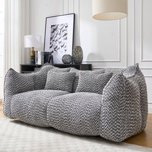 Two-person square foam beanbag recliner sofa front view
