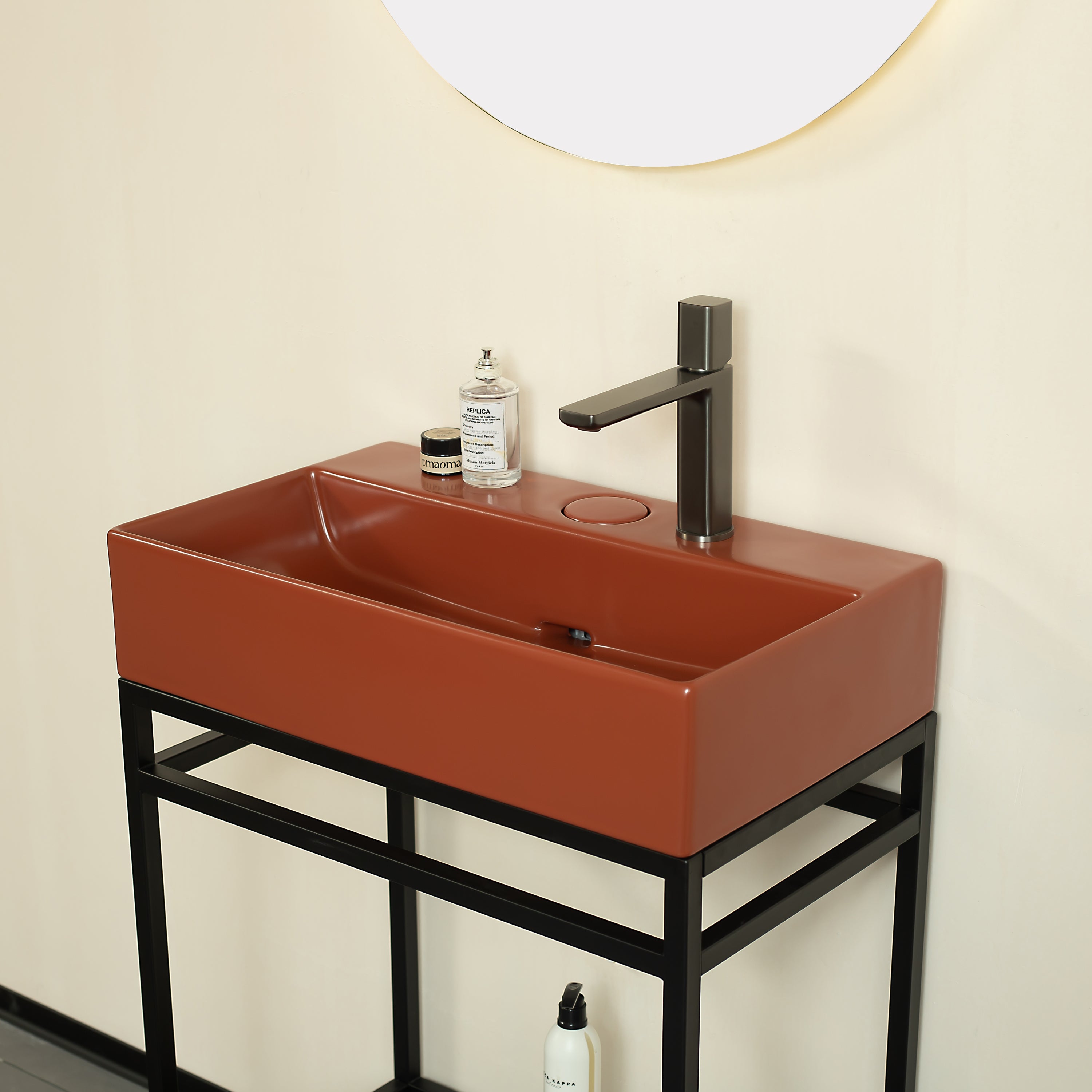 LOFI 24'' Bathroom Sink without Cabinet, Red Ceramic Basin
