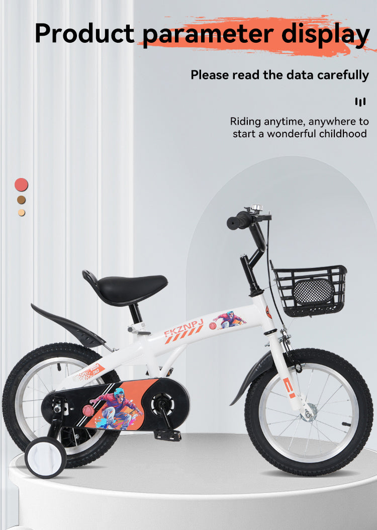 FKZNPJ 16 inch sporty kids bike with training wheels and stand Adjustable saddle Suitable for boys and girls aged 4-8 years tall Height 41-46 inches Available in a variety of colors