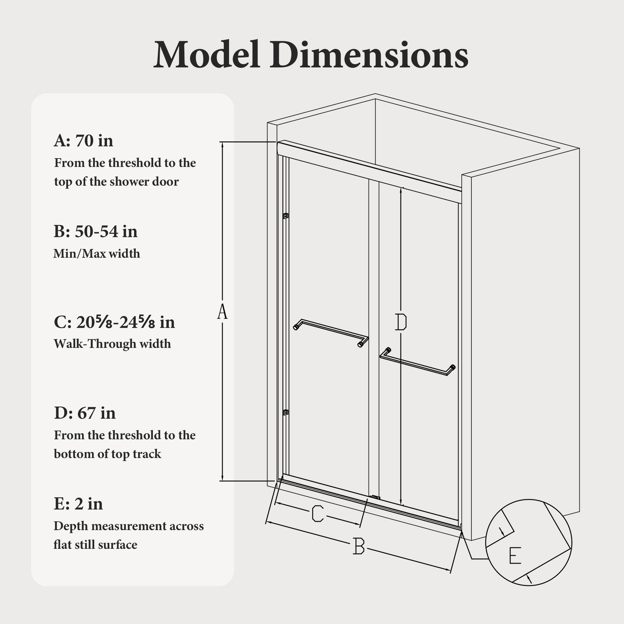 50-54 x 70 in Semi-Frameless Double Sliding Shower Door - 50-54 x 70 in / Matte Black view 5