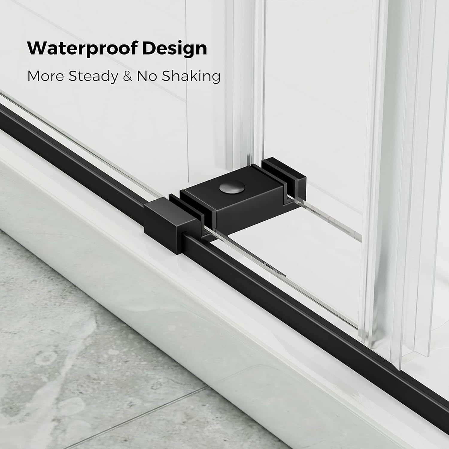 56-60"W x 76"H Double Sliding Frameless Soft-Close Shower Door with Premium 3/8 Inch (10mm) Thick Tampered Glass and Easy-cleaning Coating in Matte Black 23D02-60MB