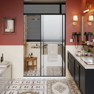 48-60 x 72 in Soft-Close Dual Sliding Shower Door - 48 x 72 in / Matte Black view 2