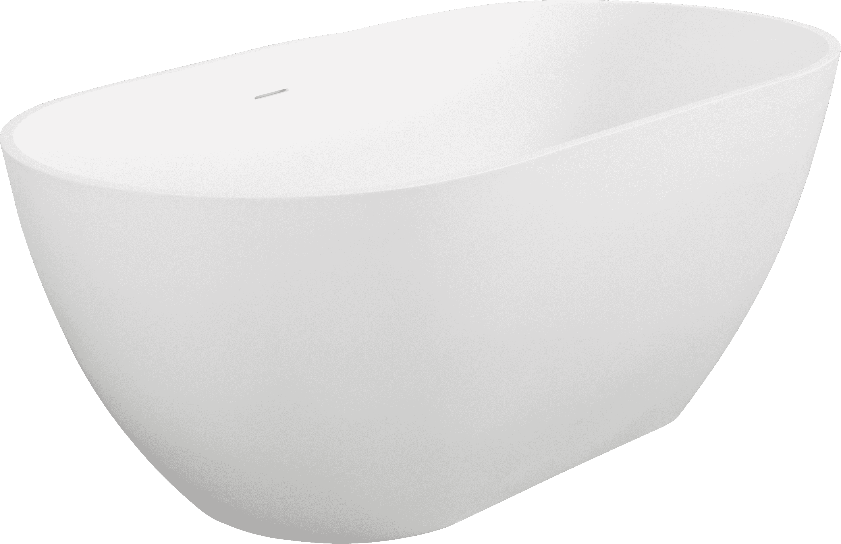 59" Freestanding Solid Surface Bathtub, Luxury Engineered Stone Resin Freestanding Soaking Bathtub with Overflow and Pop-up Drain for Contemporary Bathroom, Matte White 24S03-59MW