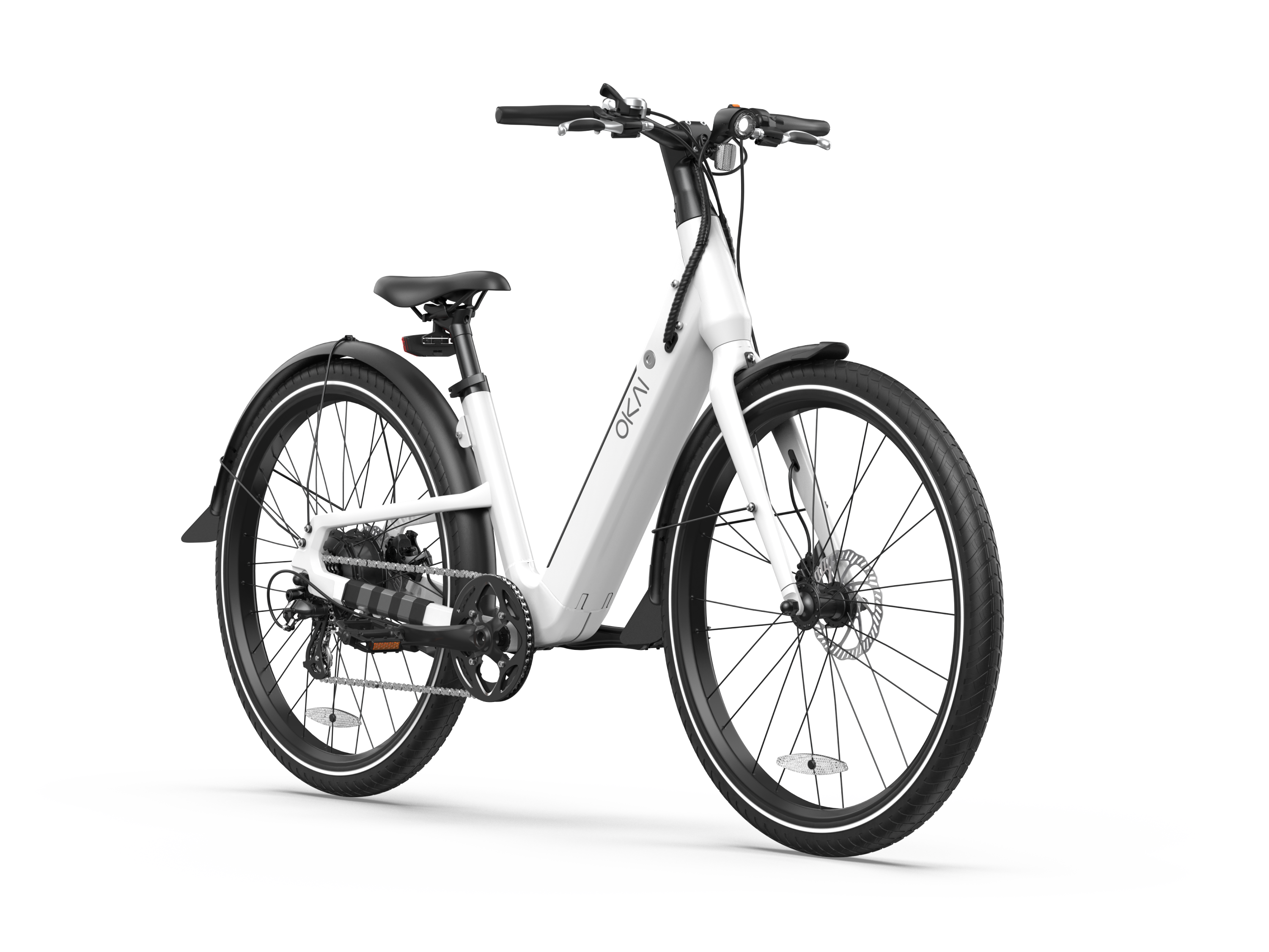 Electric Bike w/ 40 Miles Max Operating Range and 25 mph Max Speed - White
