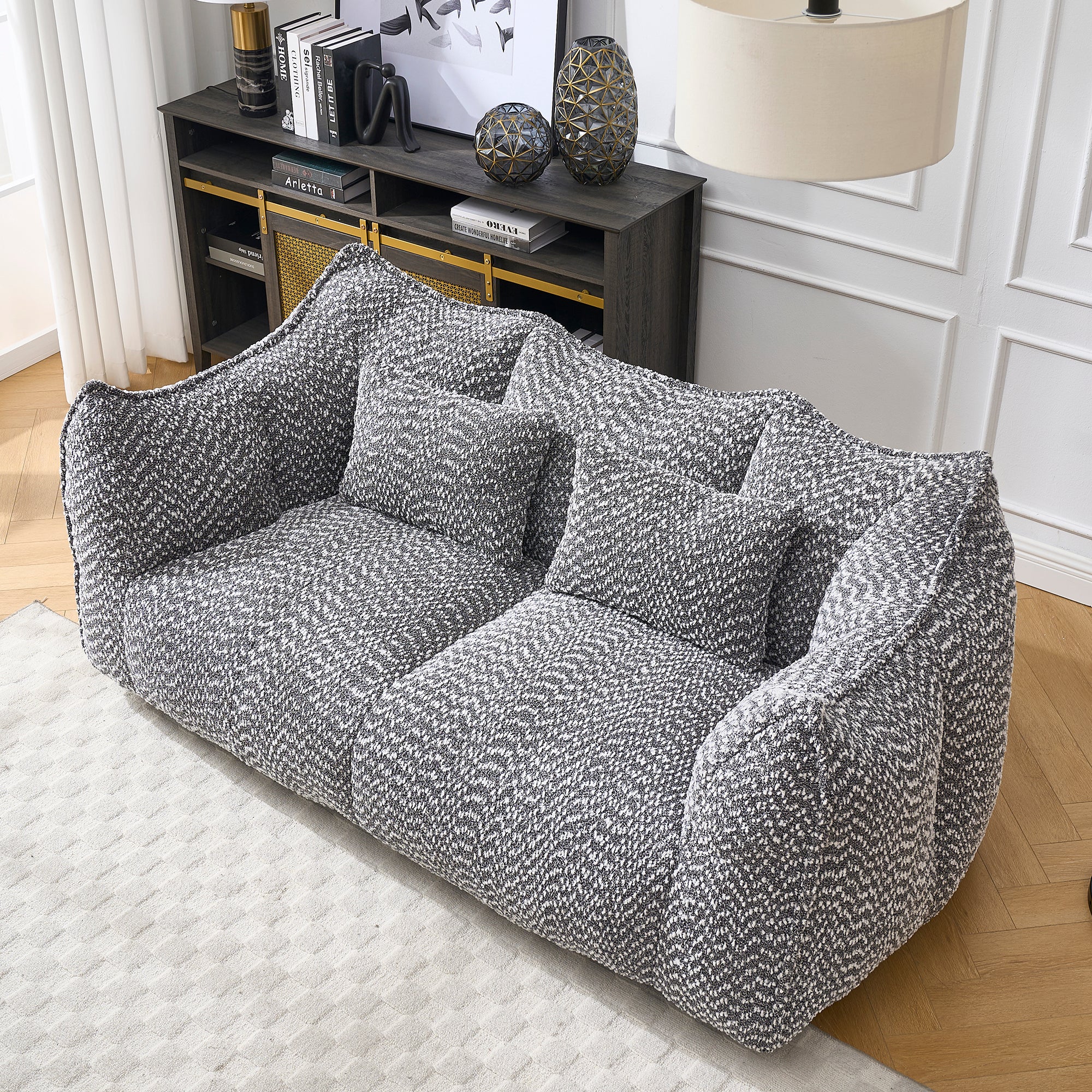 Foam-core beanbag recliner sofa side view