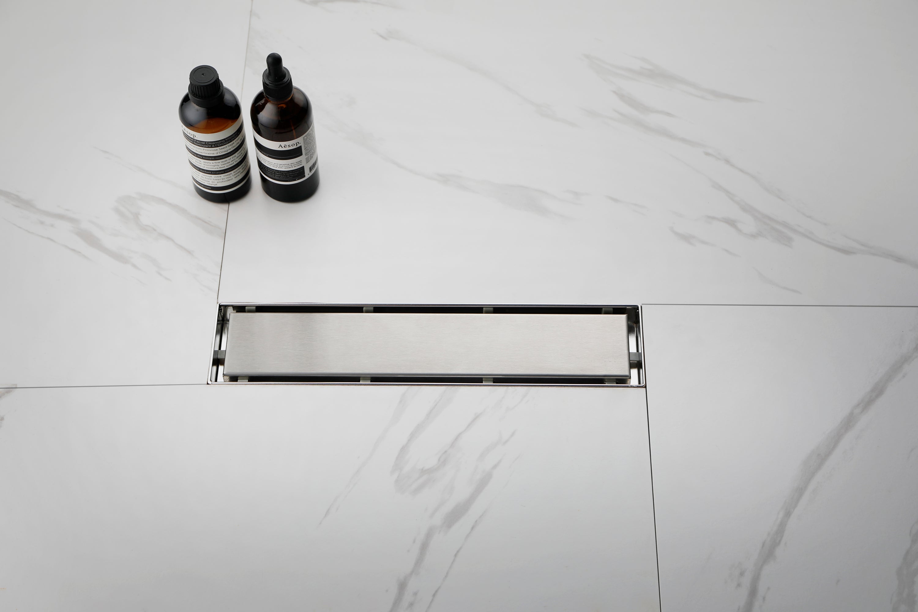 12 Inches Linear Shower Drain, Included Hair Strainer and Leveling Feet, Flange