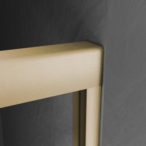 Brushed gold semi-frameless 56-60 in. tub door, clear tempered glass detail