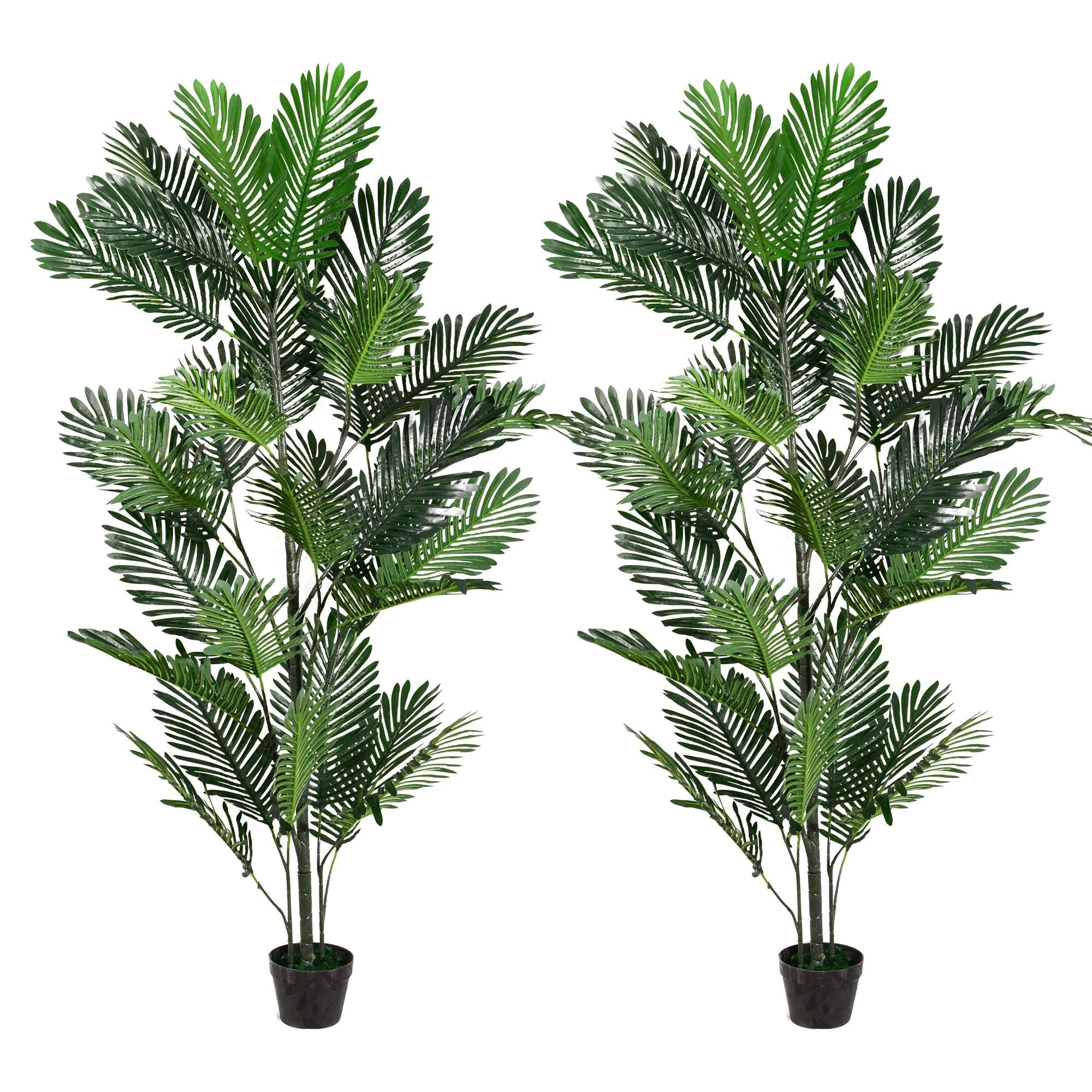 2pcs Large Artificial Plants Fake Palm Tree Tropical Palm Leaves Faux Palm Plants Tall Tree Indoor Real Touch Plastic Monstera Leaves for Home Garden Outdoor Office Decor
