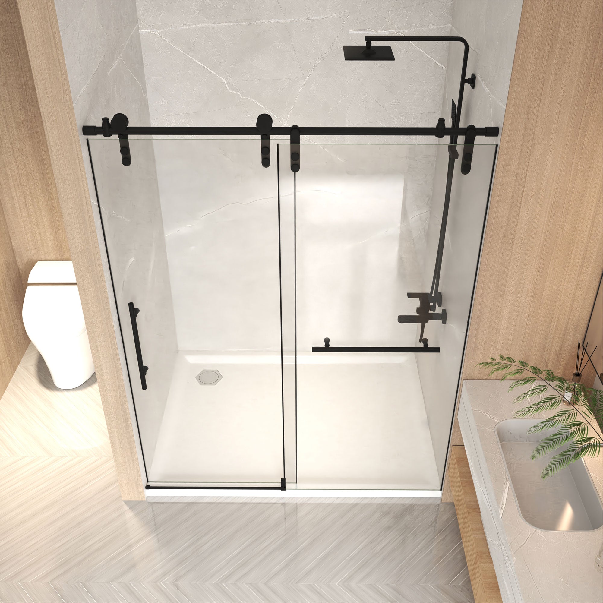 44-54 x 76 in Frameless Sliding Shower Door view 3