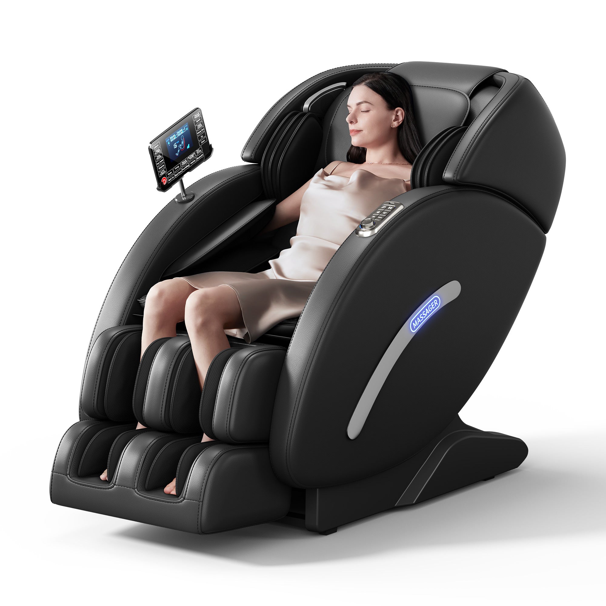 Full Body Massage Chair, Full Body Zero Gravity with 3D Massage Mechanism, 6 Auto Massage Mode, Waist and Calf Heater, Foot Roller, Bluetooth Speaker (Black)