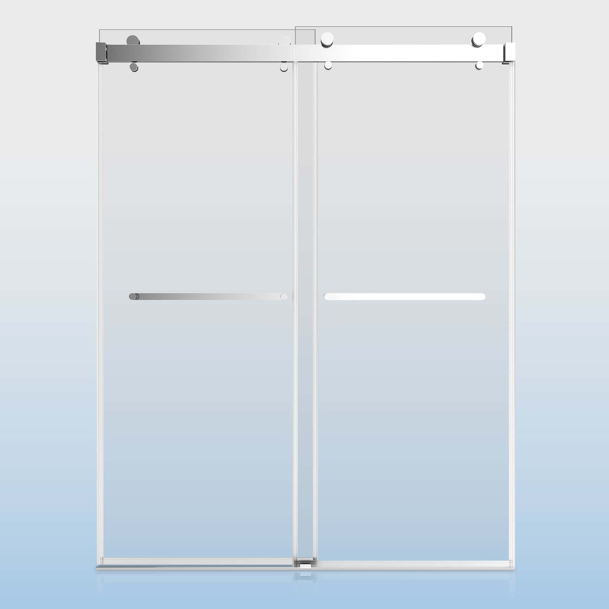 56-60"W × 76"H Double Sliding Frameless Shower Door With 3/8 inches (10mm) Clear Tempered Glass, Chrome Finish
