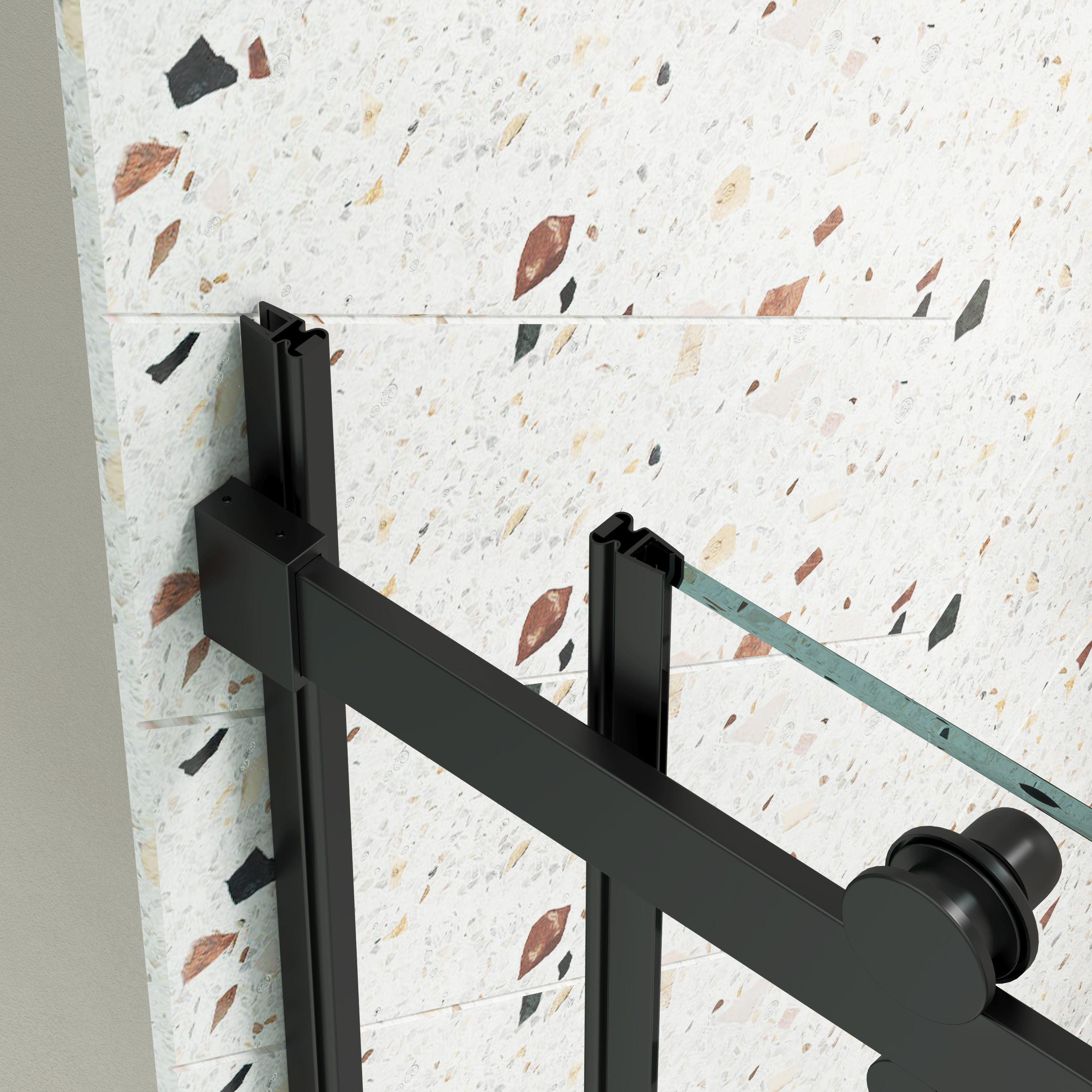 46-48 x 74 in Matte Black Sliding Shower Door - 46-48 x 74 in / Matte Black view 4