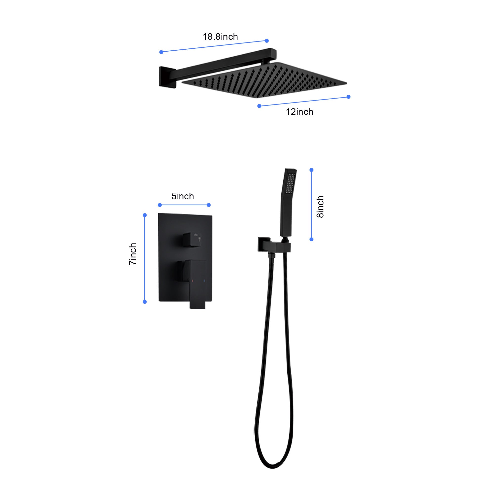 3 Way Outlet Function Solid Brass Shower Diverter Valve Mixer Rough-In Shower Handle Valve Kit Replacement