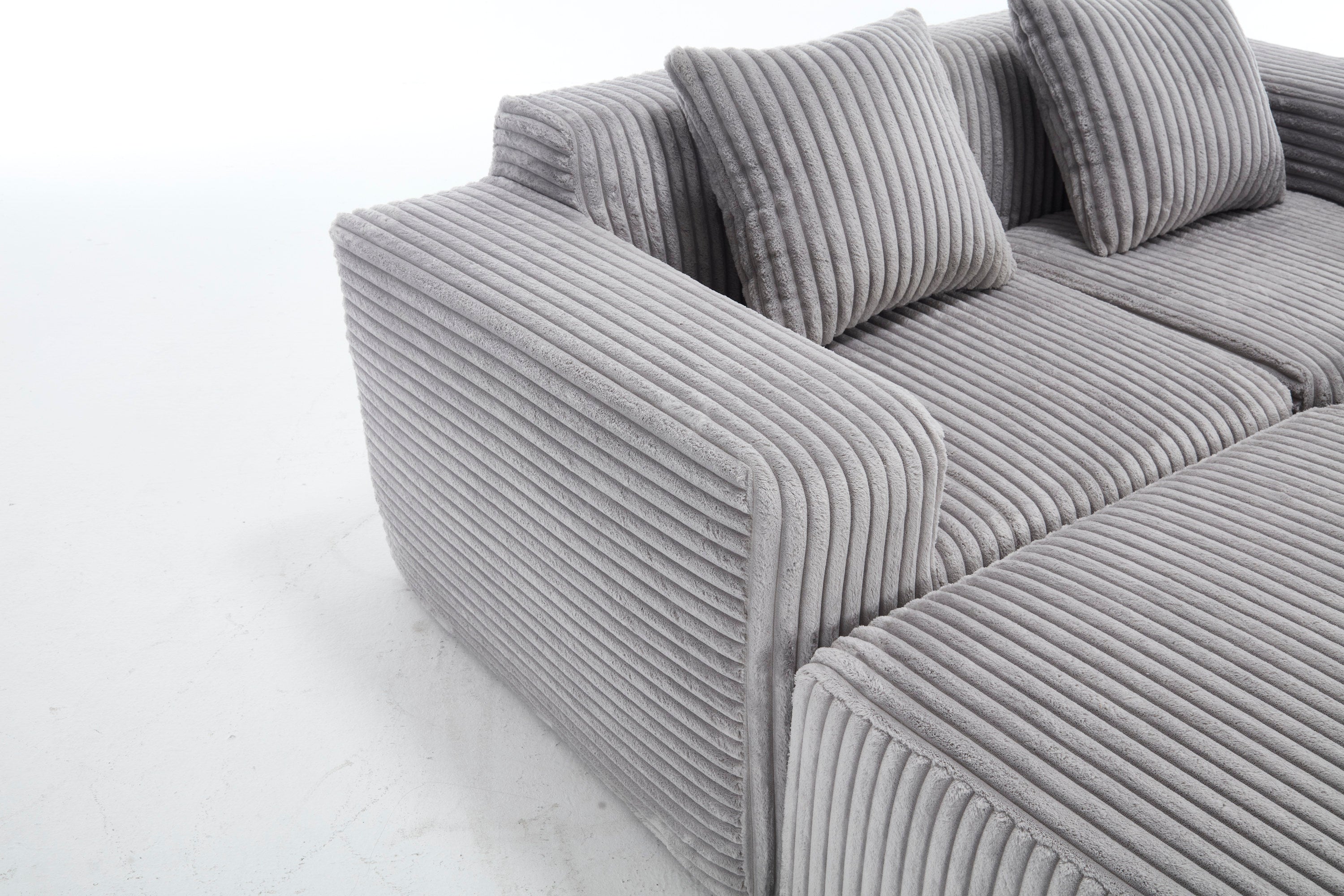 Modern Minimalist Modular Sectional Sofa,  L-Shape Upholstered Cloud Couch with Deep Seats, Right Facing Chaise for Living Room-Light Gray