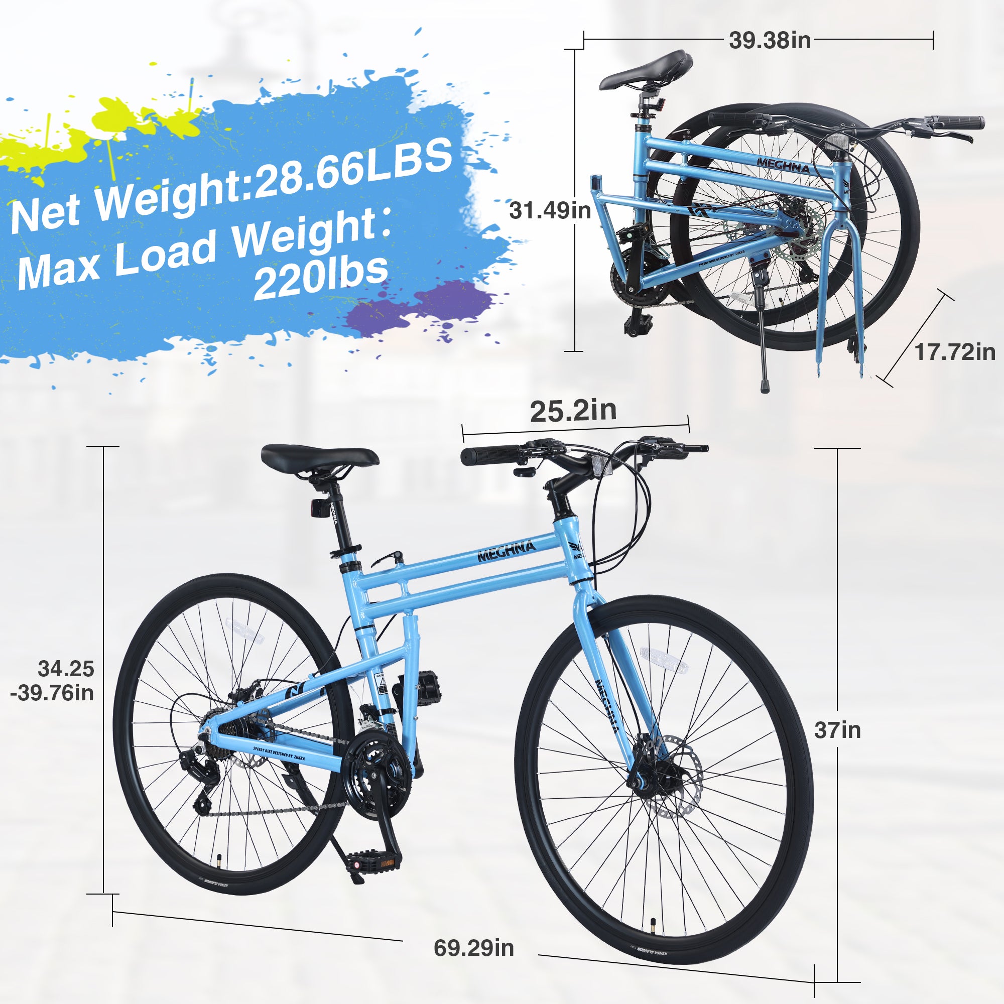 21 Speed Folding Hybrid bike Disc Brake 700C Road Bike For men women's City Bicycle