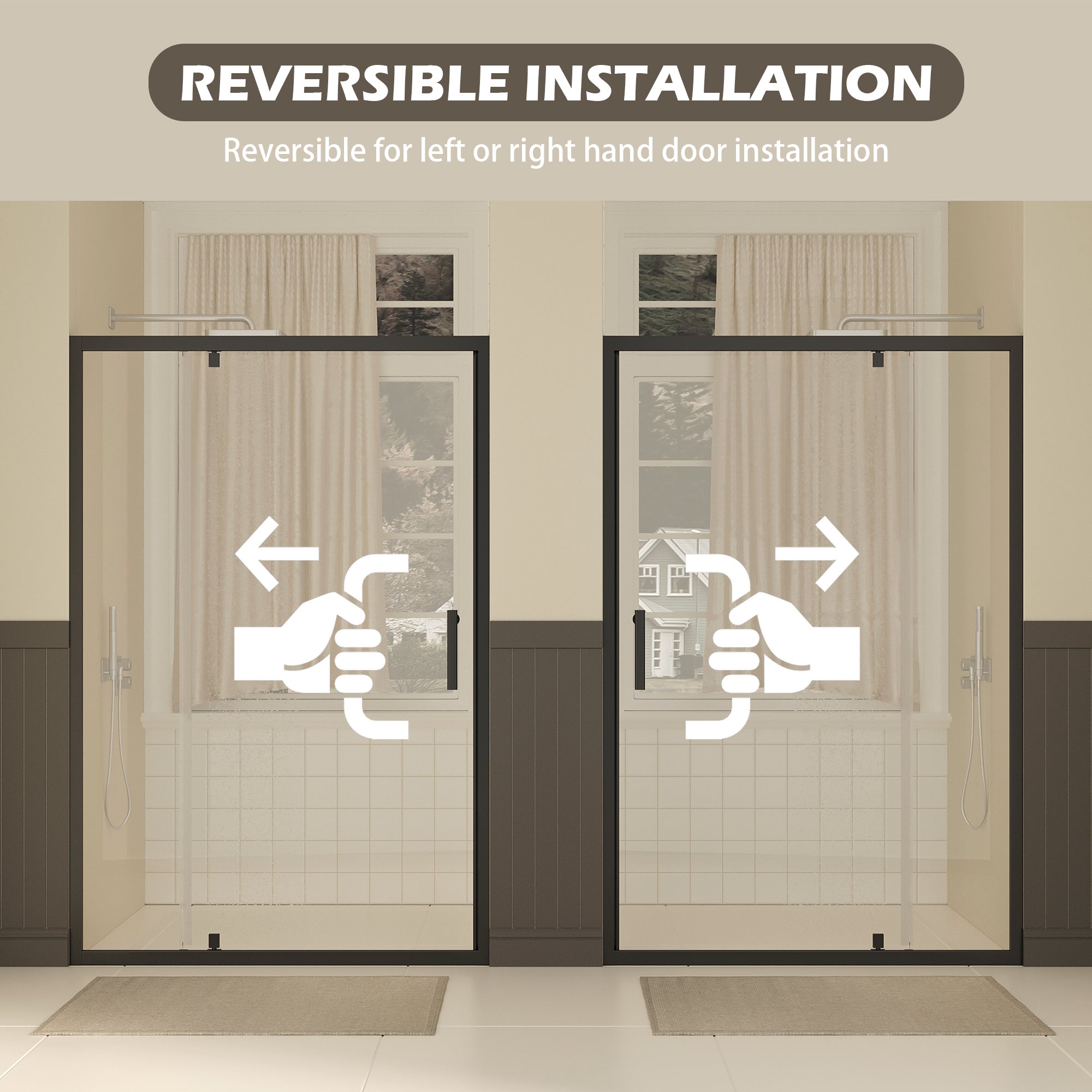 31-43 x 72 in Pivot Shower Door - 31-33 x 72 in / Matte Black view 6