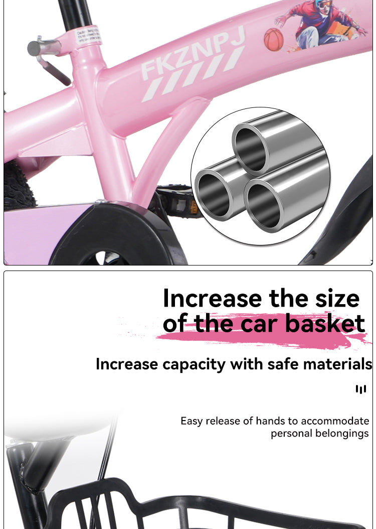 FKZNPJ 18 inch sporty kids bike with training wheels and stand Adjustable saddle Suitable for boys and girls aged 5-10 years tall Height 39-49 inches Available in a variety of colors