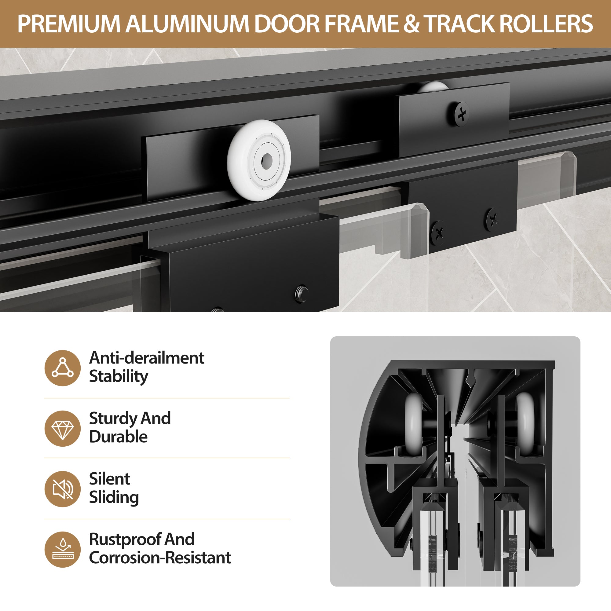 44-60 x 72 in Aluminum-Framed Double Sliding Shower Door - 44-48 x 72 in / Matte Black view 6