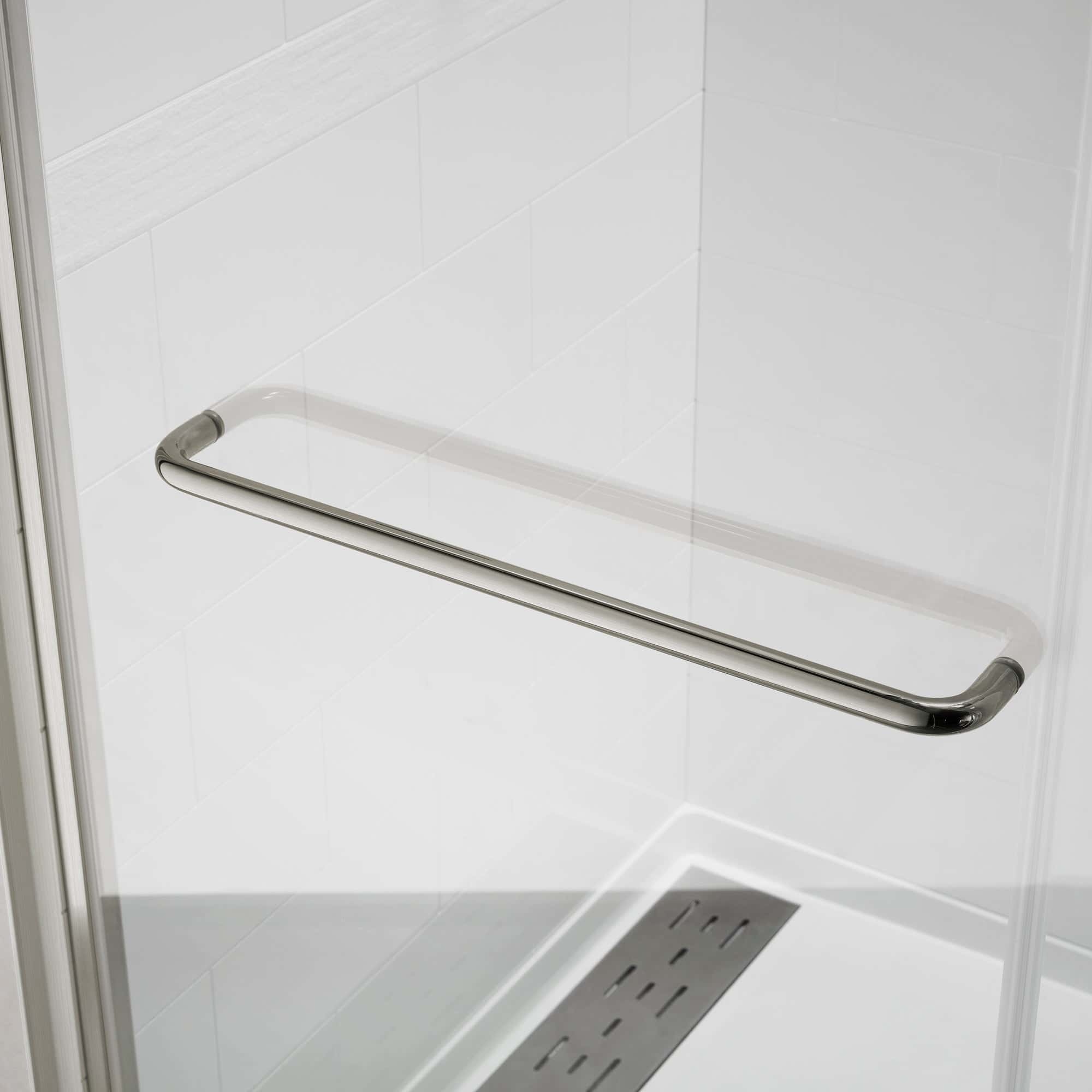 60"W x 60"H Bathtub Double Sliding Tub Shower Door with 1/4"(6mm) Clear Glass, Framed Tub Glass Shower Door, Brushed Titanium Finish