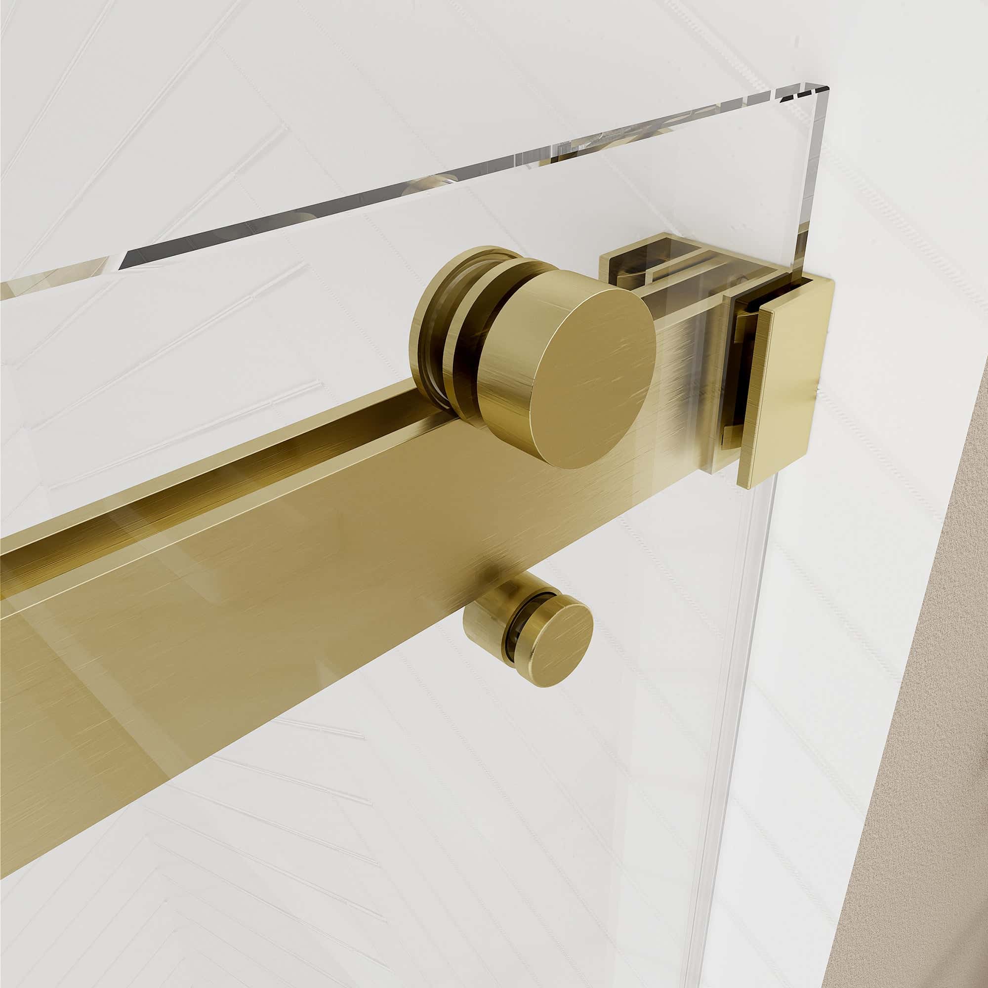 56-60"W × 60"H Double Sliding Frameless Bathtub Door With 3/8 inches (10mm) Clear Tempered Glass, Brushed Gold Finish