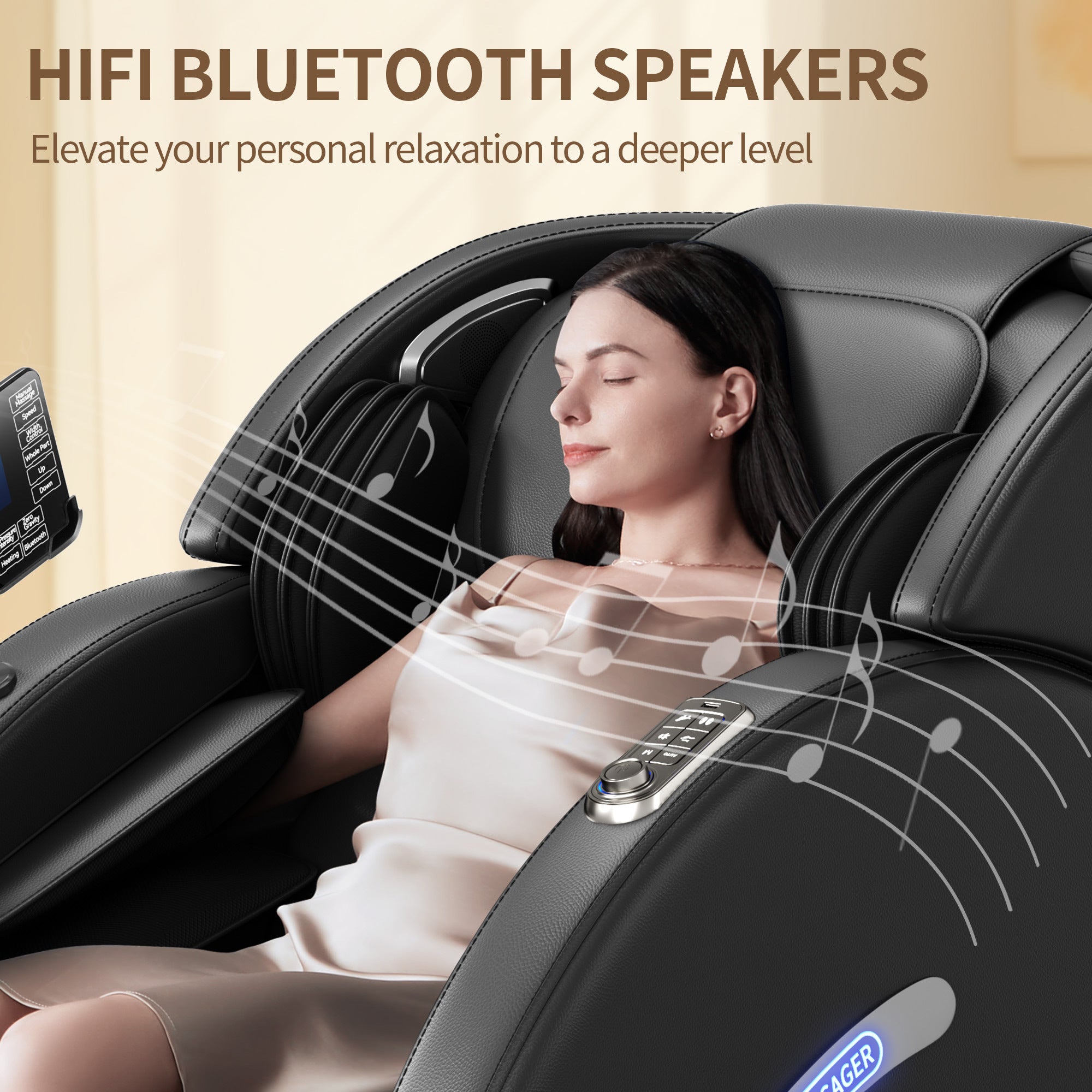 Full Body Massage Chair, Full Body Zero Gravity with 3D Massage Mechanism, 6 Auto Massage Mode, Waist and Calf Heater, Foot Roller, Bluetooth Speaker (Black)