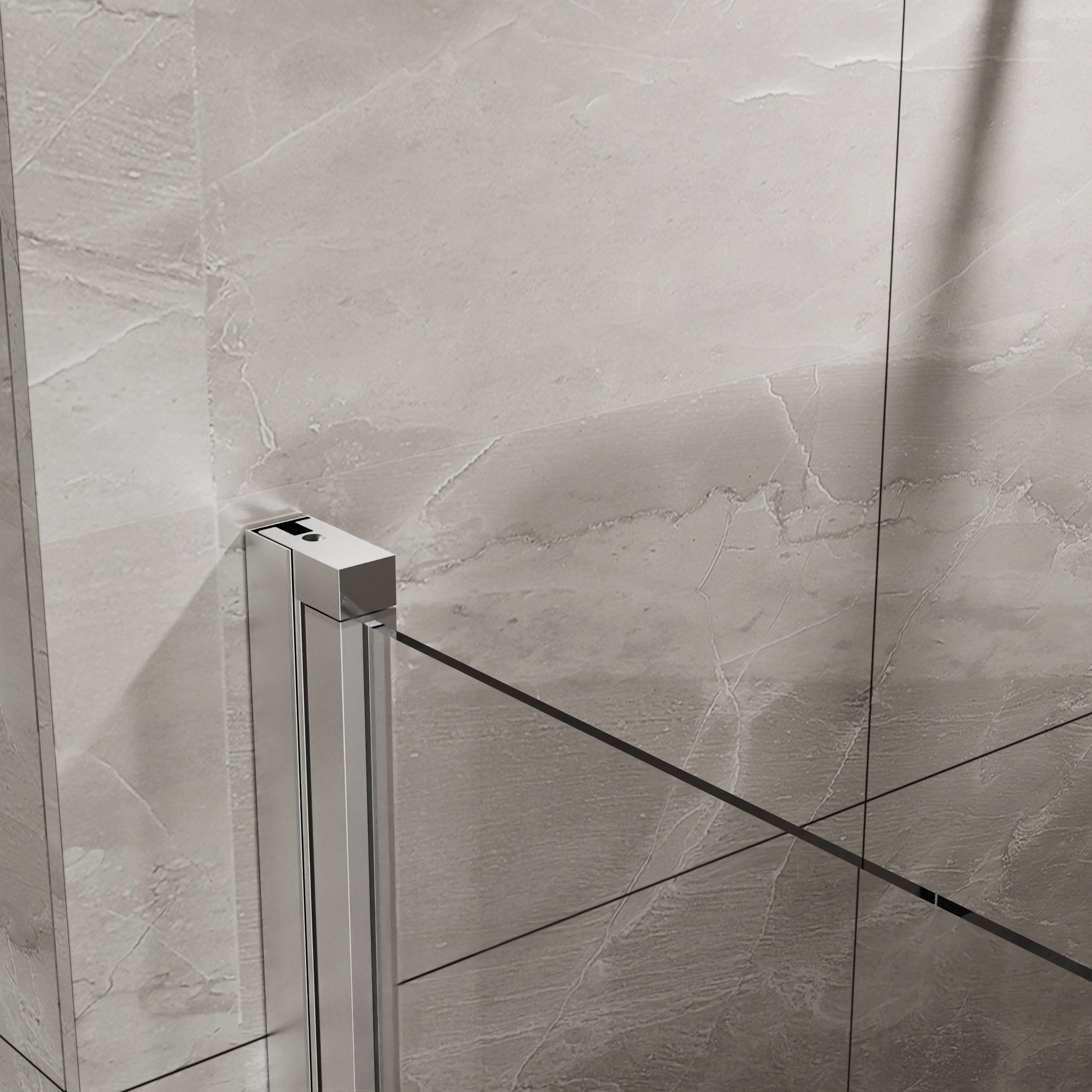 34 x 72 in Semi-Frameless Pivot Shower Door - 34 x 72 in / Chrome view 3