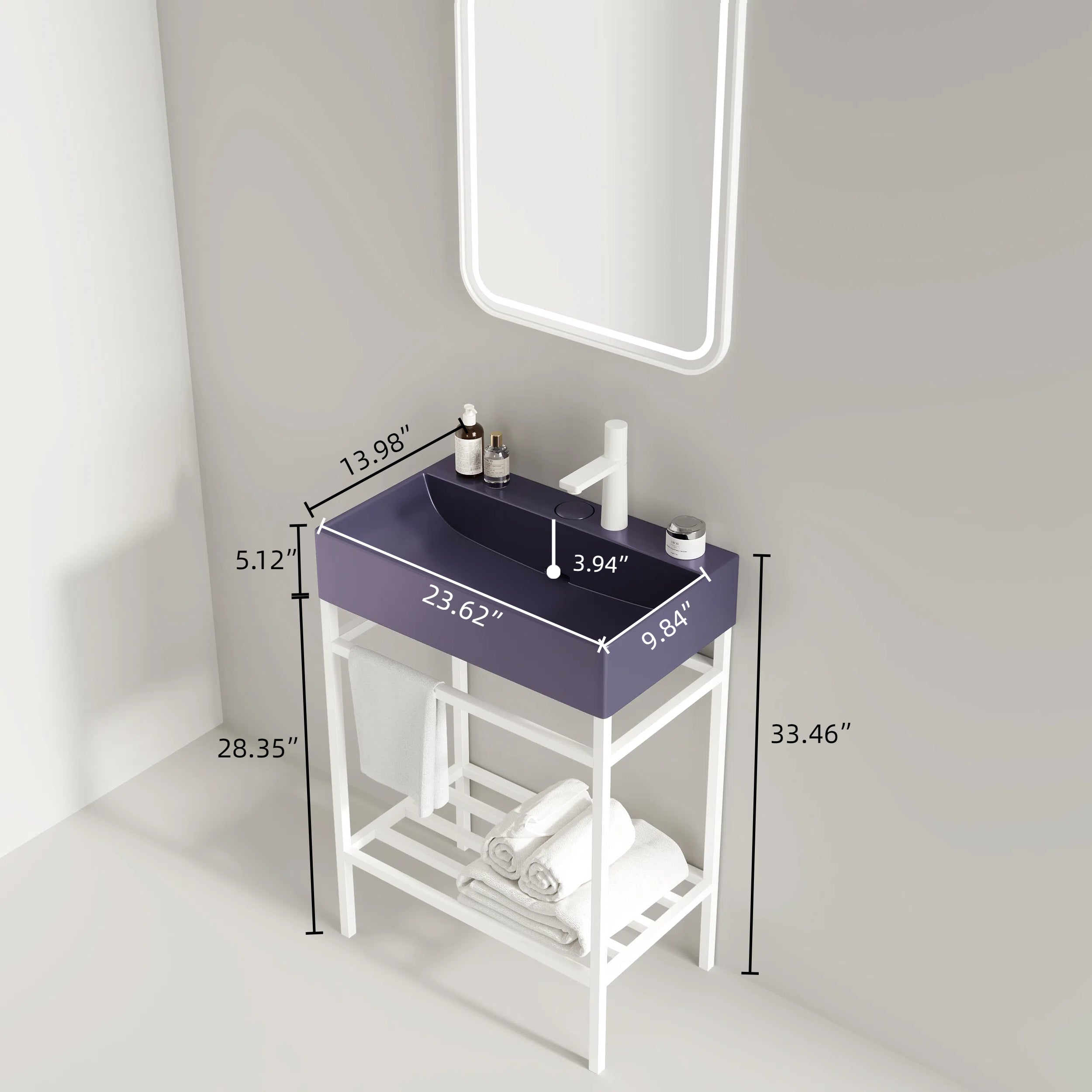 LOFI 24'' Bathroom Sink without Cabinet, Purple Ceramic Basin