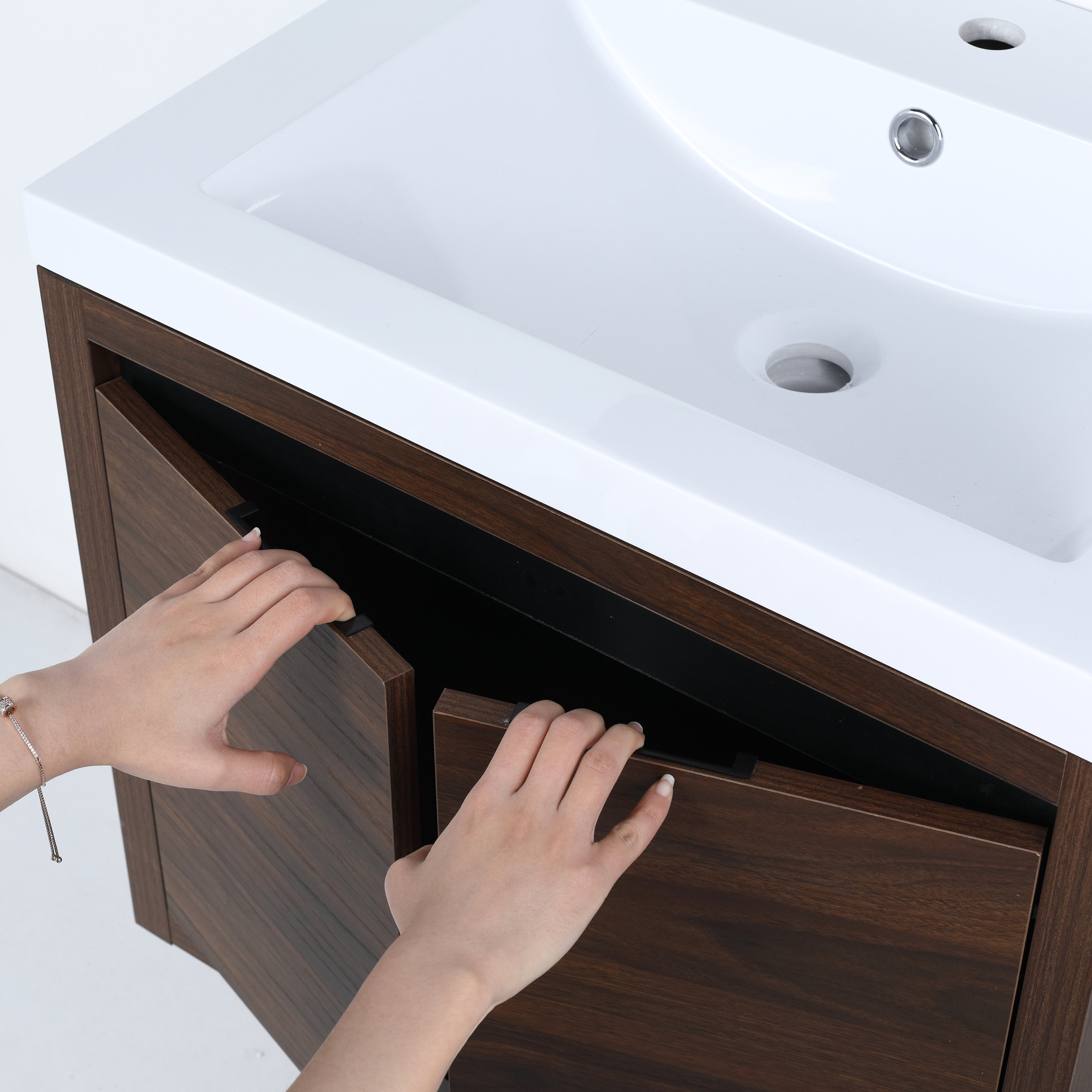 Bathroom Cabinet With Sink,Soft Close Doors,Float Mounting Design,24 Inch For Small Bathroom,24x18(KD-Packing),W128650530