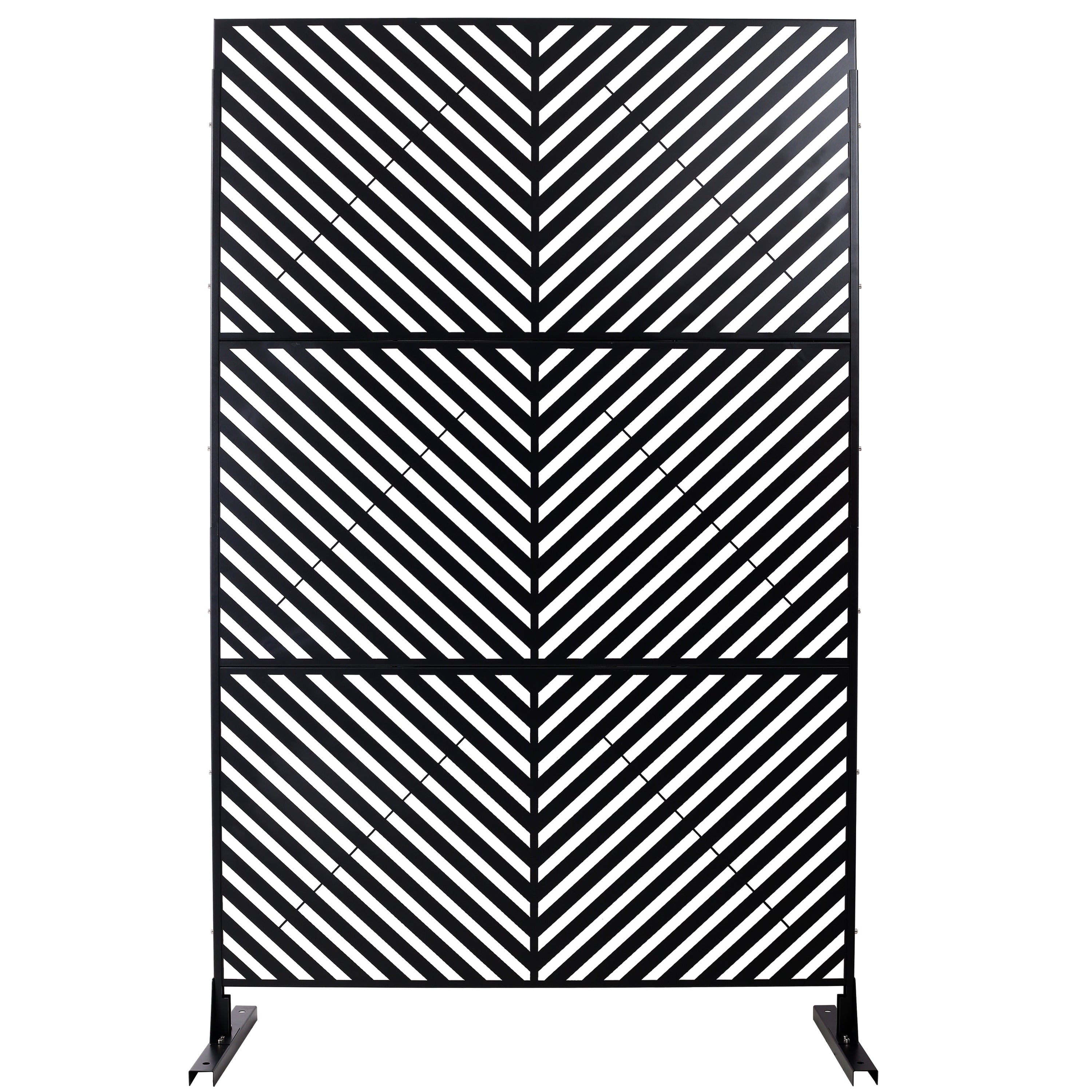 Outdoor & Indoor Privacy Screen Metal Privacy Screen 76" H×48" W, Freestanding Decorative Privacy Screen for Deck Balcony Patio, Privacy Fence Panels for Outside Lawn Garden PS113 BLACK