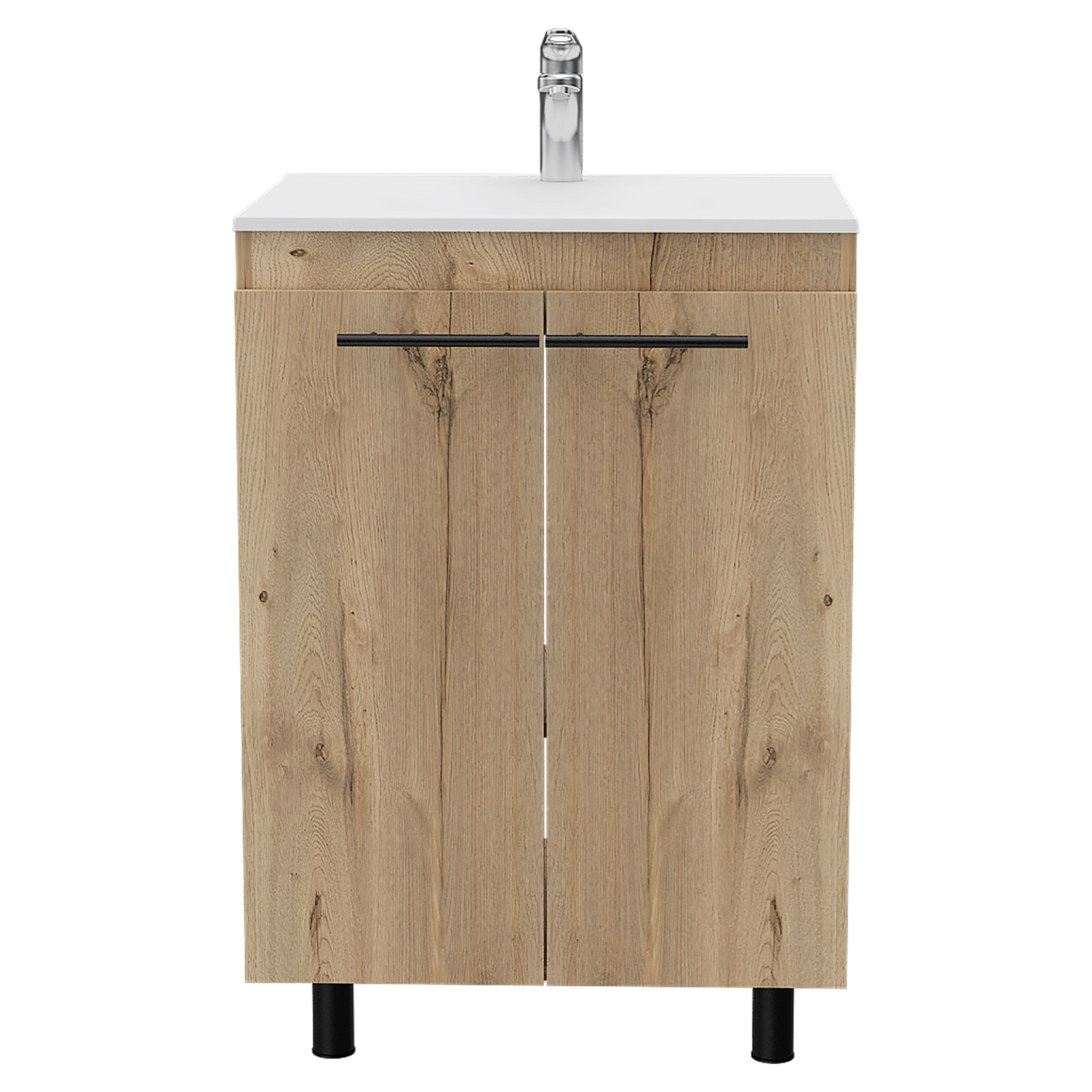 Light Oak 2-Door Rectangle Freestanding Vanity Cabinet
