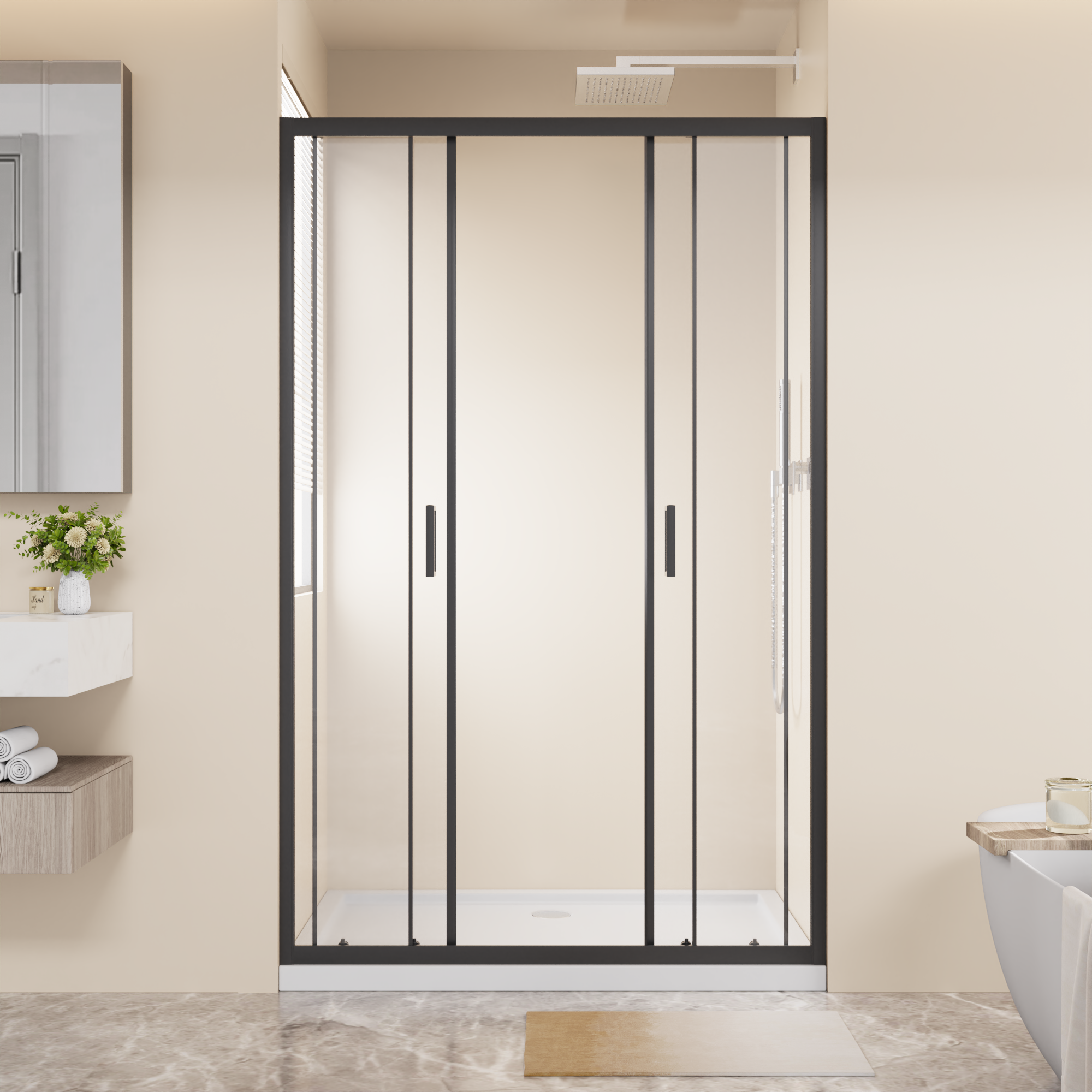 48 x 72 in 4-Panel Center-Opening Shower Door - 48 x 72 in / Chrome view 2