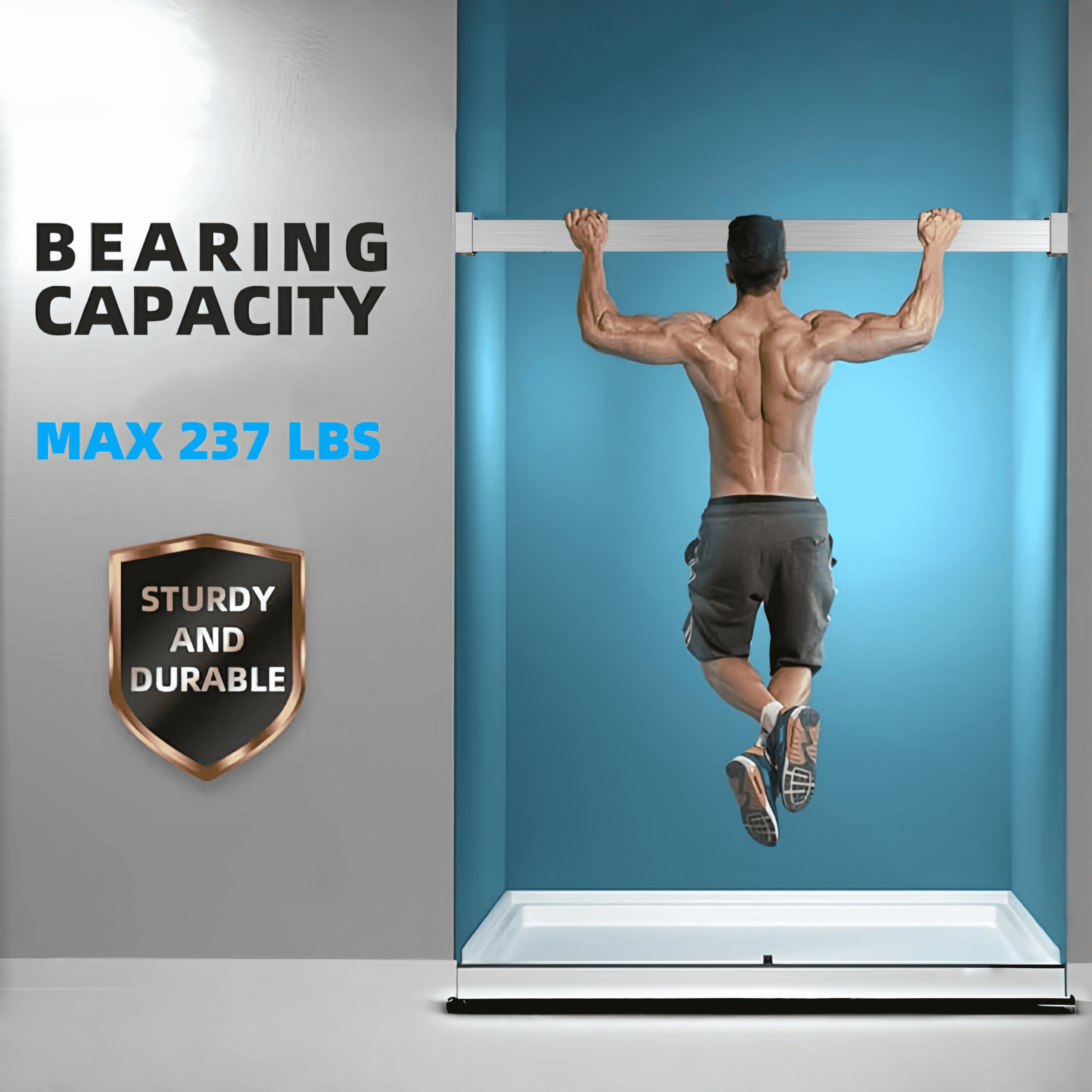 44-48"W x 76"H  (+56 to 60 in. W x 76 in. H) Double Sliding Frameless Soft-Close Shower Door 23D02-48BN