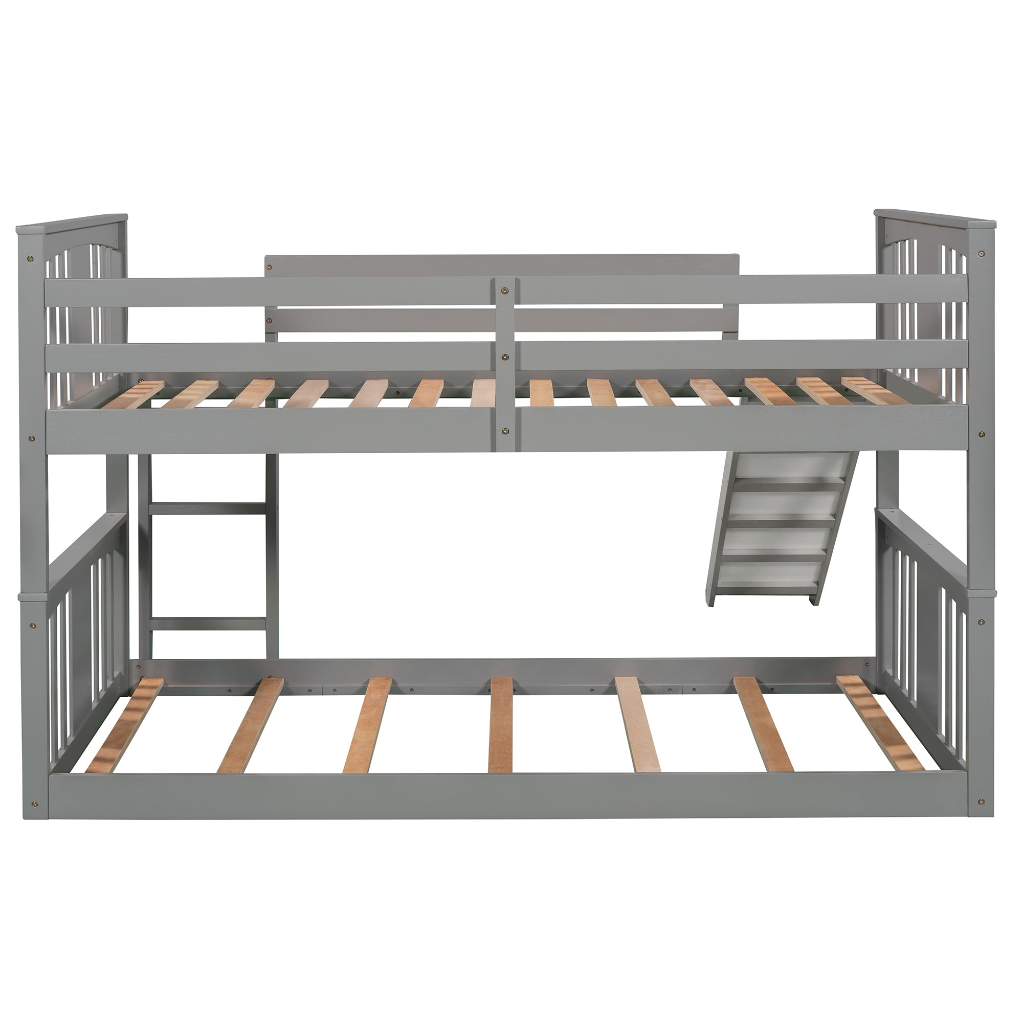 Twin Over Twin Bunk Bed with Slide and Ladder, Gray (Old SKU:LP000108AAE)