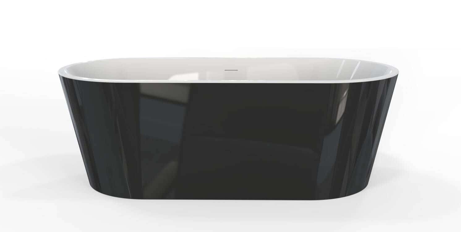 60" Black Acrylic Freestanding Soaking Bathtub