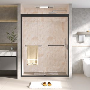 50-54 x 70 in Semi-Frameless Double Sliding Shower Door - 50-54 x 70 in / Matte Black view 1
