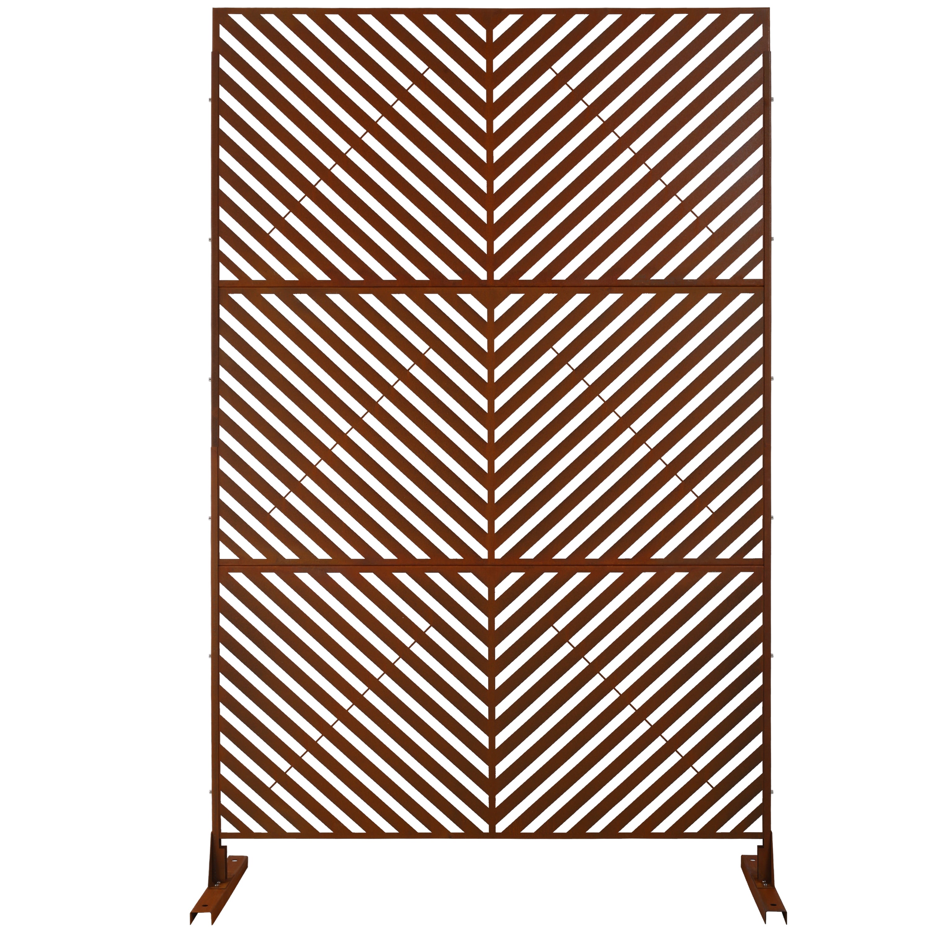 Outdoor & Indoor Privacy Screen Metal Privacy Screen 76" H×48" W, Freestanding Decorative Privacy Screen for Deck Balcony Patio, Privacy Fence Panels for Outside Lawn Garden PS113 RUSTY