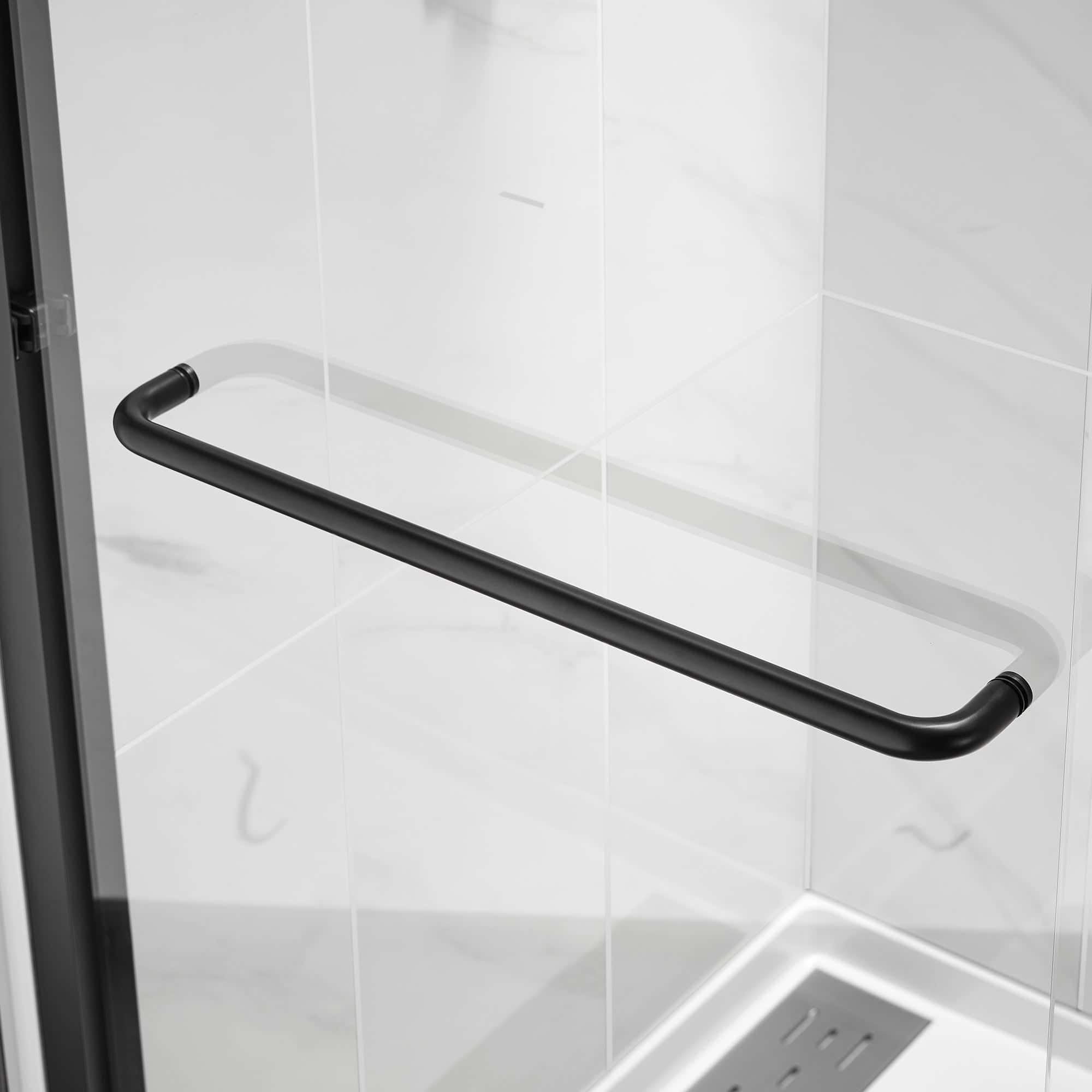 Framed Sliding Shower Door 56"-60"W x 75"H, Bypass Double Sliding Glass Door with 1/4"(6mm) Clear Glass, Matte Black Finish