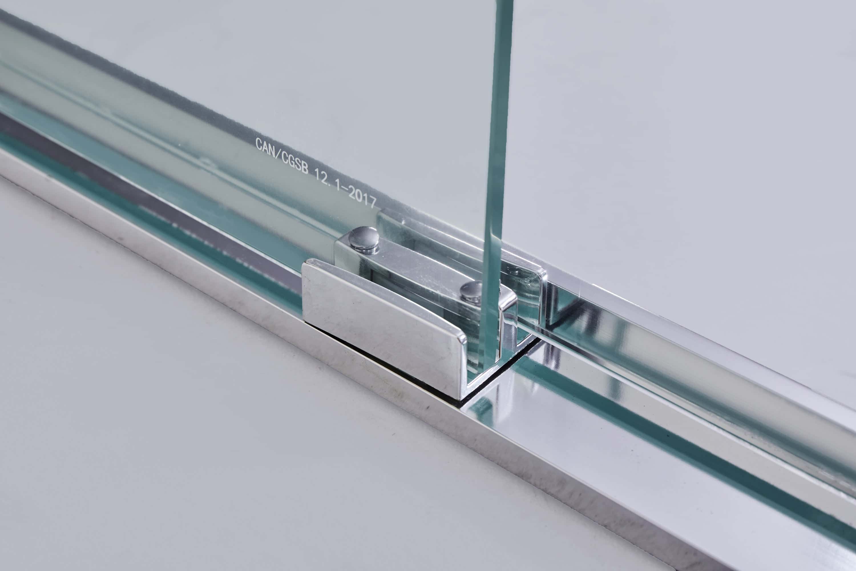 56-60"W x 76"H Semi-Frameless Shower Door, Double Sliding Shower Door, 5/16" (8mm) Clear Tempered Glass Shower Door with Explosion-Proof Film, Chrome 24D212-60C-COMBO-1