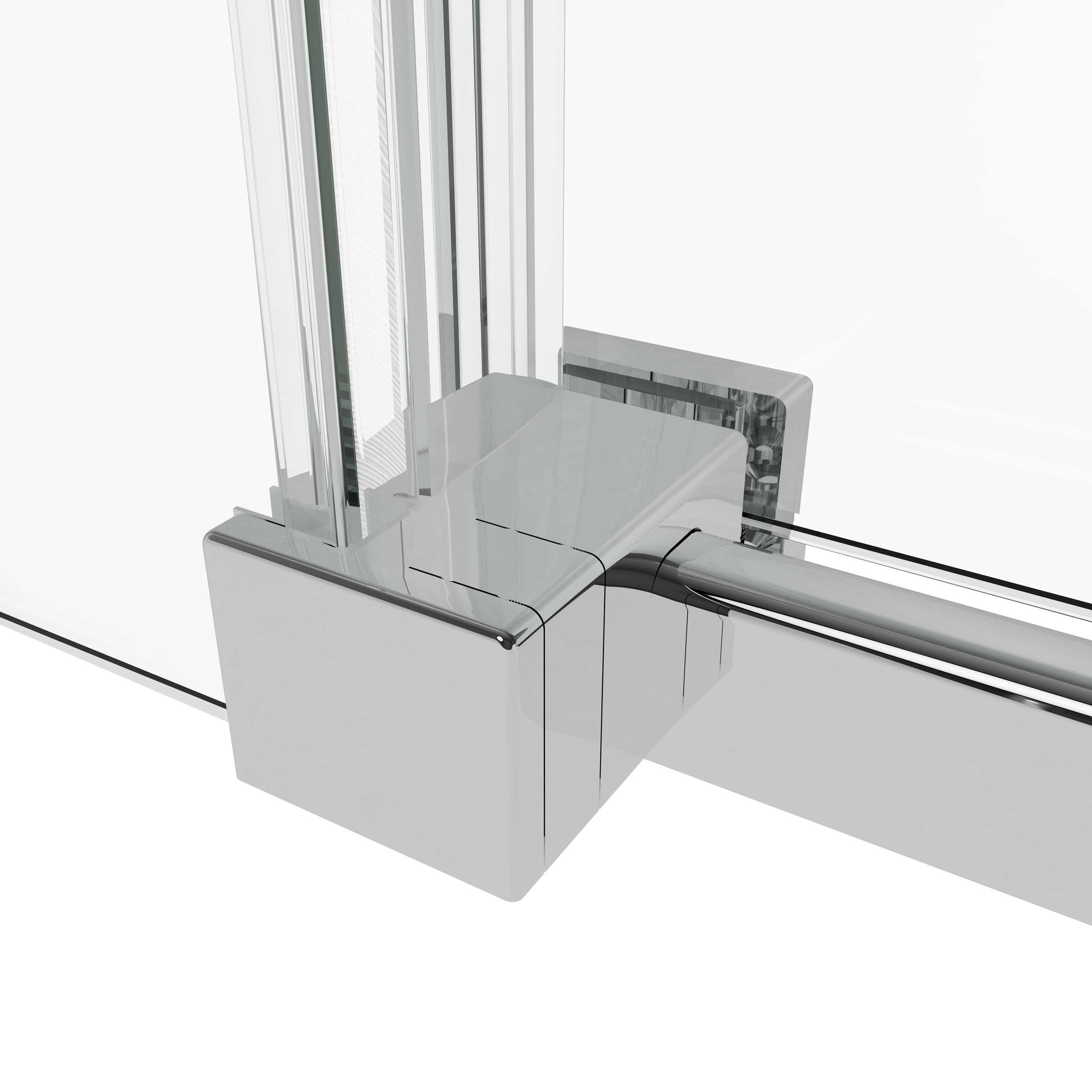 S-RM6076TC 56-60"W x 76"H Sliding Shower Door, Frameless Glass Shower Door with Chrome Hardware, Towel Bar and Handle