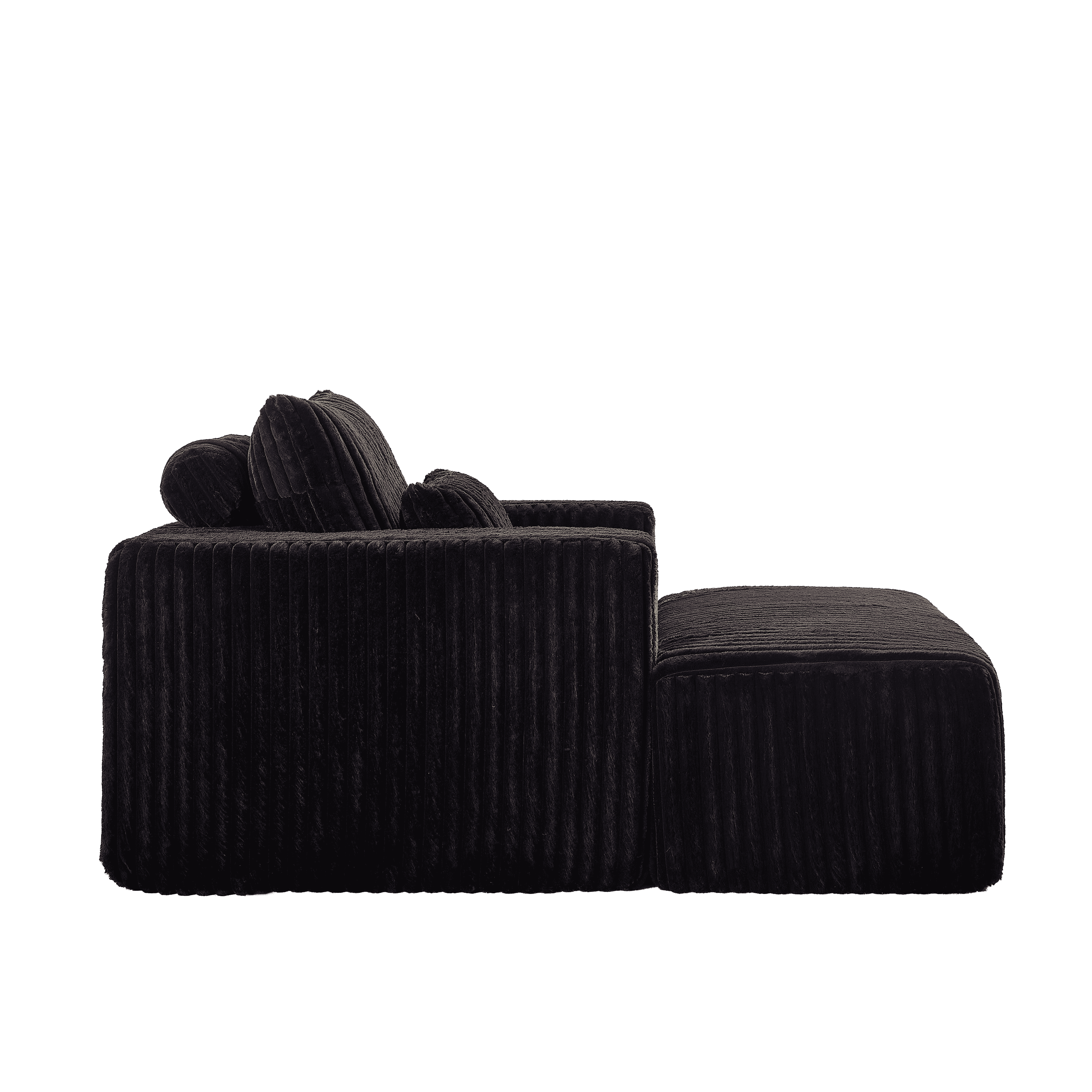 62.5-Inch Corduroy Sponge Sofa Lounge Chair with Removable footrest,No Assembly Required,Fluffy Modern Sleeper Chair for Indoor Living Room Bedroom