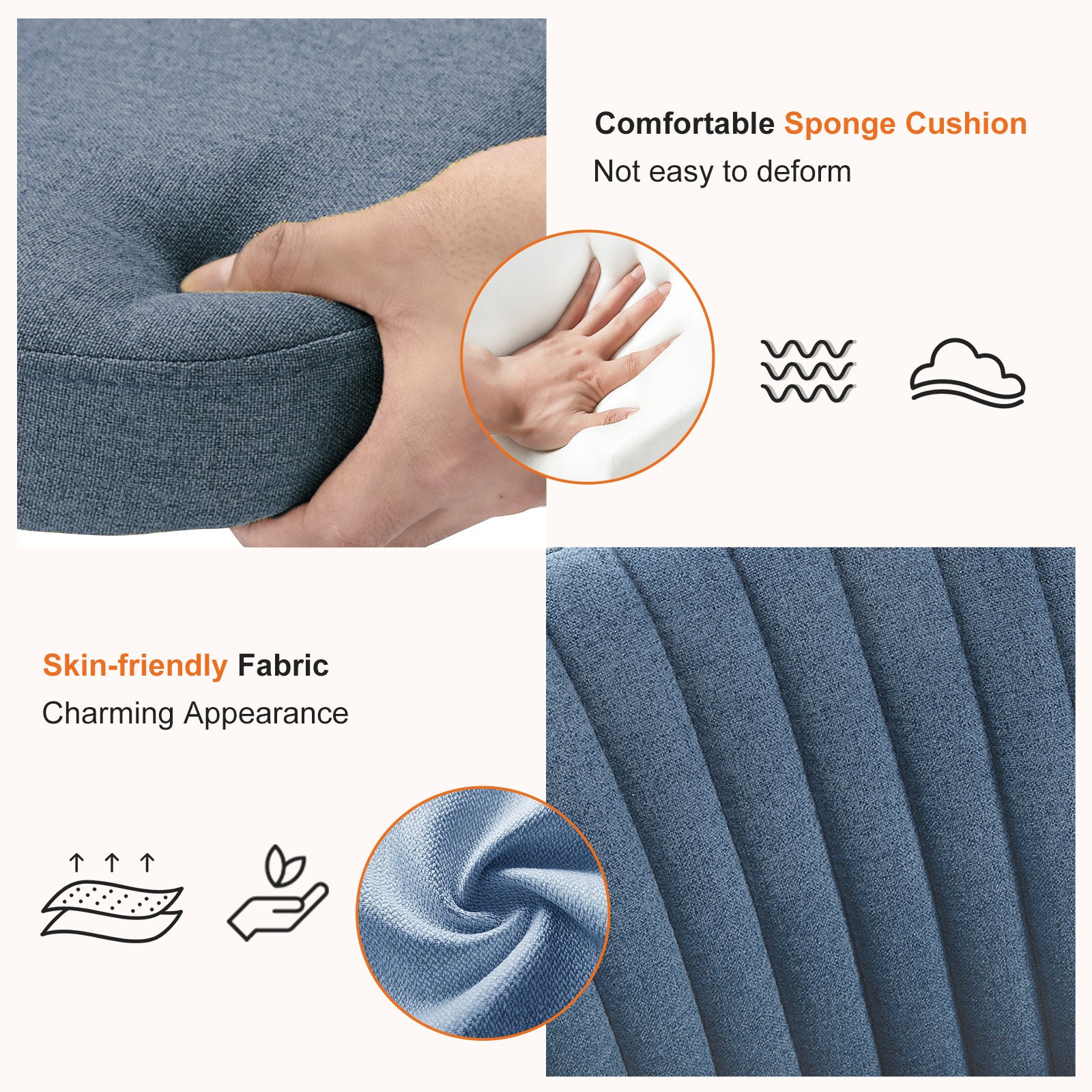 Sweetcrispy Armless Home Office Desk Chair with Wheels Adjustable Swivel Task Computer Vanity Chair for Small Spaces